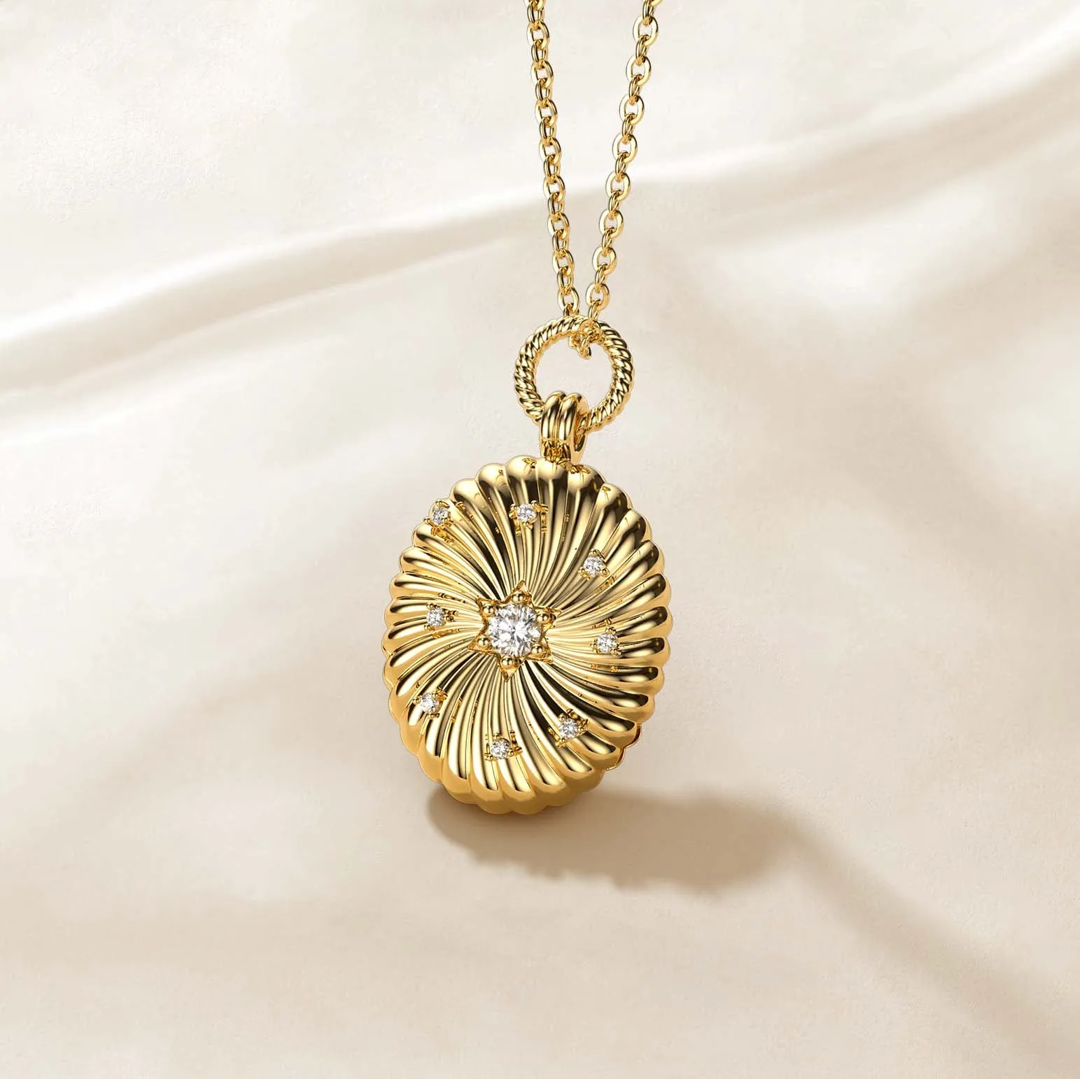 Ad Astra Per Aspera Oval Stardust Locket Necklace sold by Vanimy Jewelry product image thumbnail 5