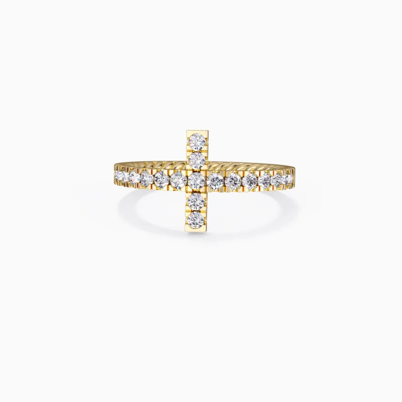 Pavé Cross Stack Ring sold by Vanimy Jewelry