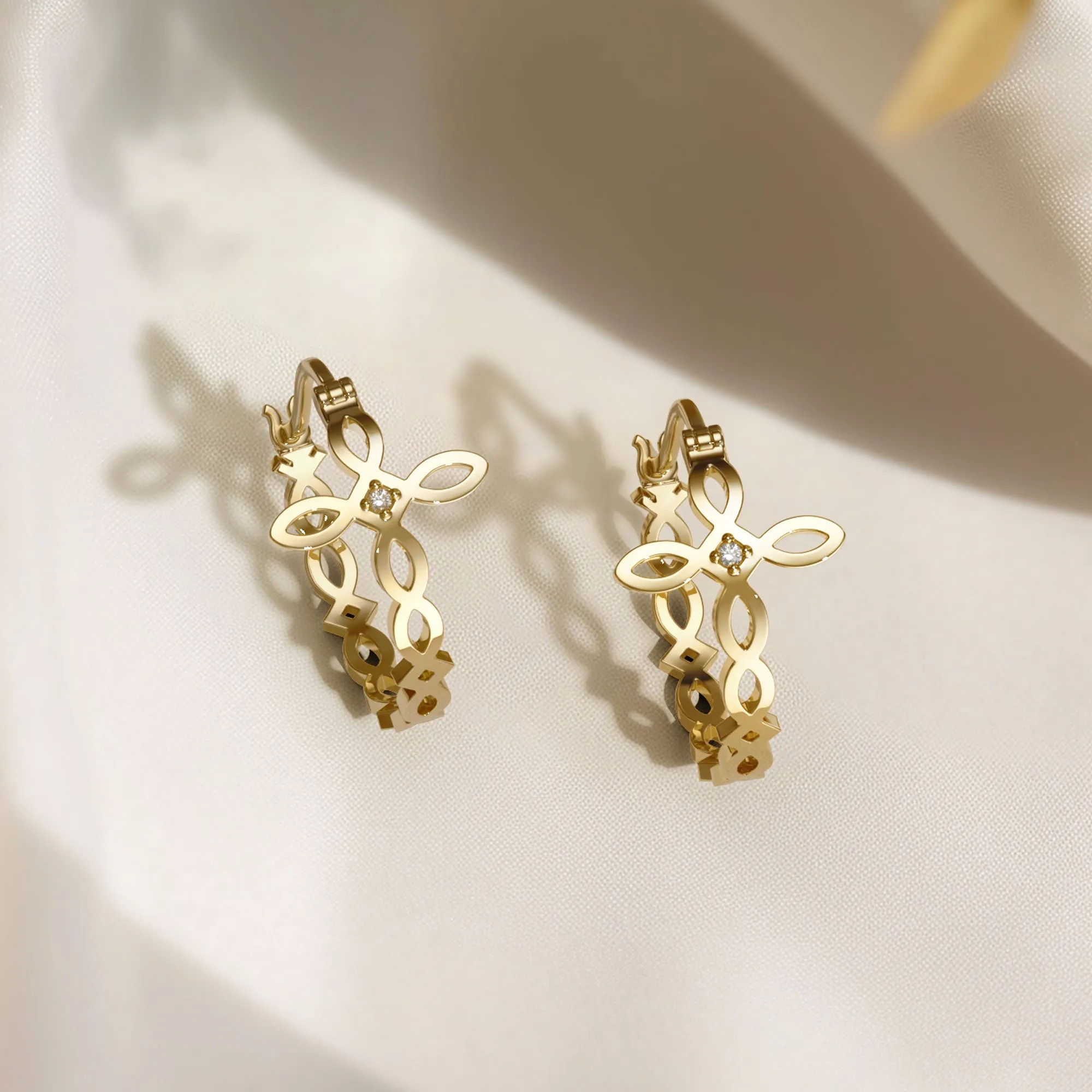 Divine Harmony Ichthys Cross Faith Protection Hoop Earrings sold by Vanimy Jewelry product image thumbnail 3