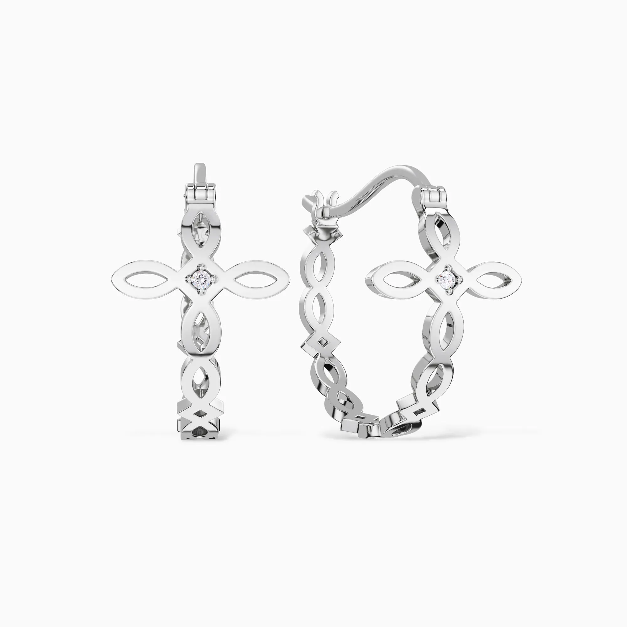 Divine Harmony Ichthys Cross Faith Protection Hoop Earrings sold by Vanimy Jewelry product image thumbnail 5