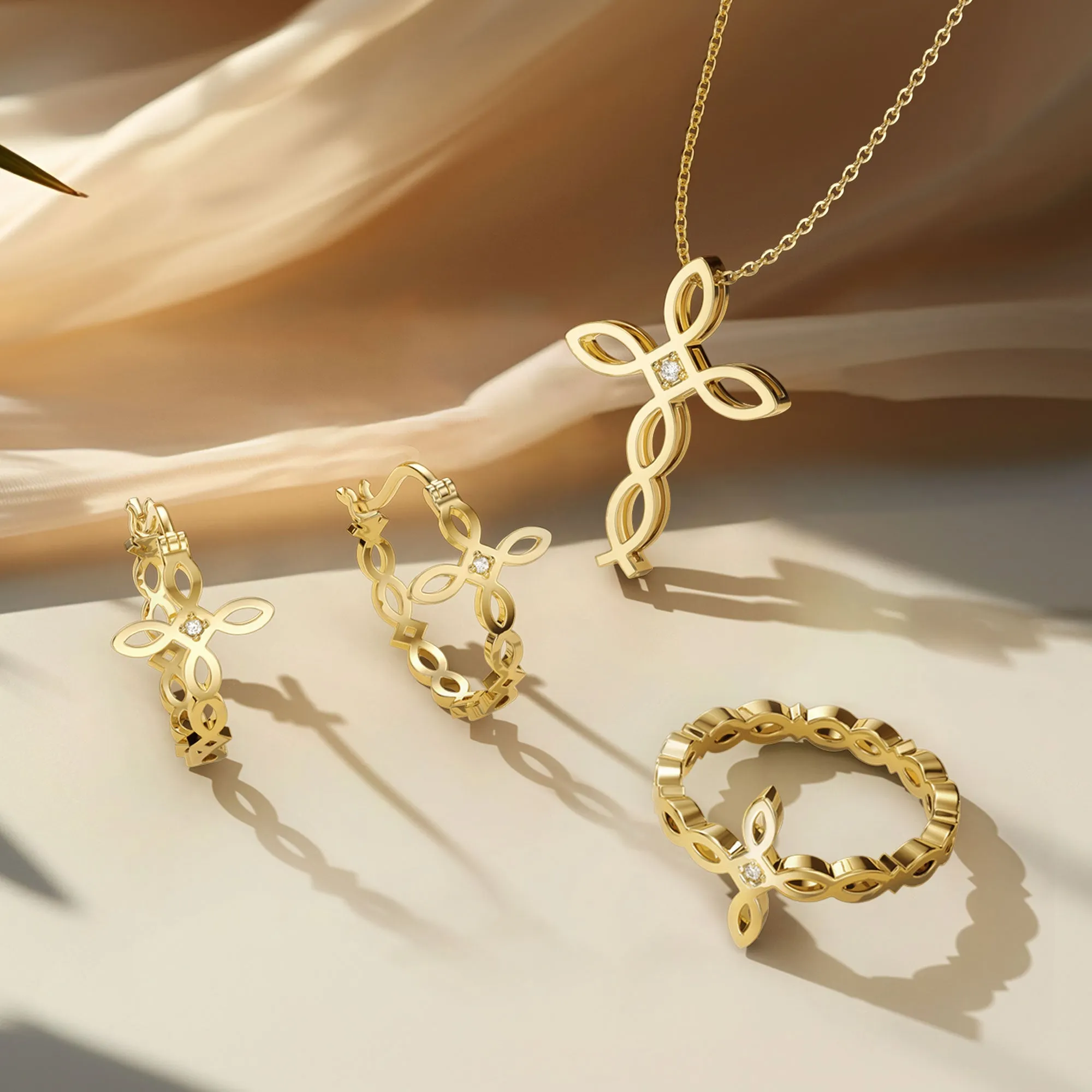 Divine Harmony Ichthys Cross Faith Protection Hoop Earrings sold by Vanimy Jewelry product image thumbnail 4