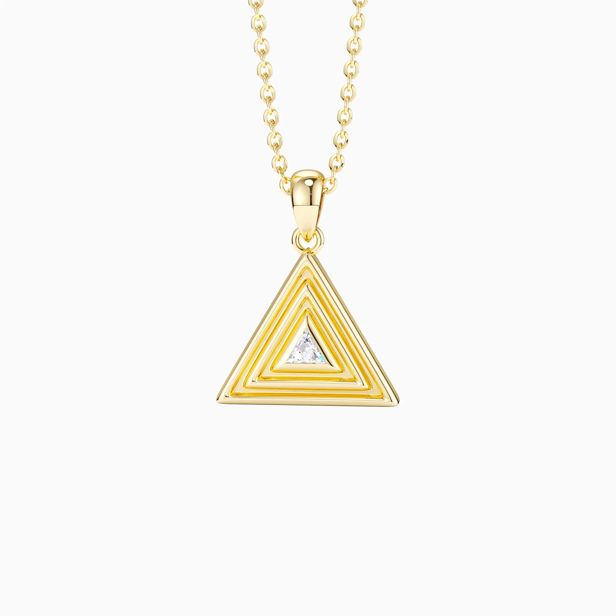 Geometric Triangle Tribe Trillion Cut Pendant Necklace sold by Vanimy Jewelry