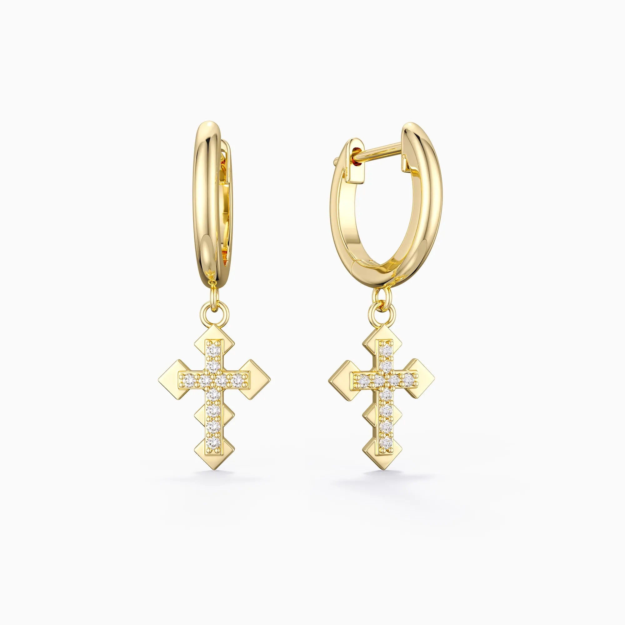 Gold Circle Cross Dangle Earrings sold by Vanimy Jewelry