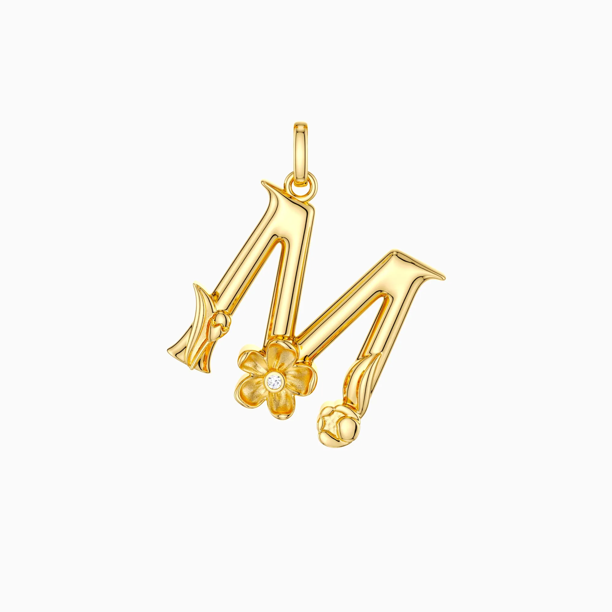 Myrtle Blossom Letter M Pendant sold by Vanimy Jewelry