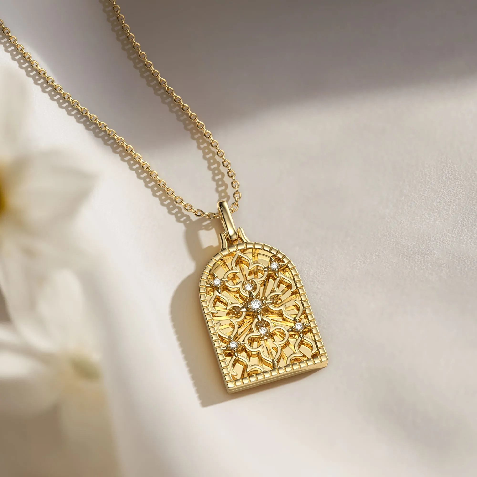 Gothic Rose Window Divine Cross Pendant Necklace sold by Vanimy Jewelry product image thumbnail 3