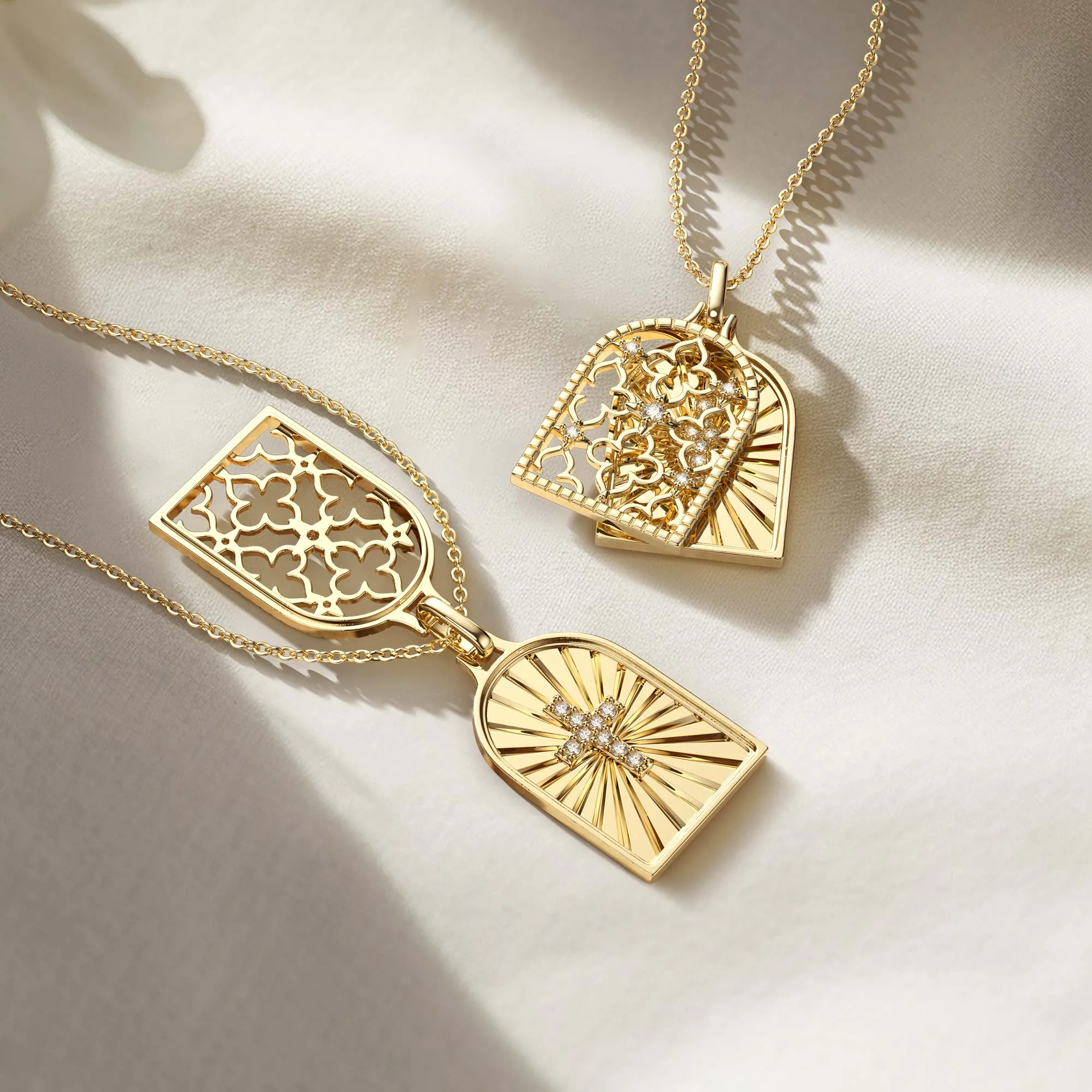 Gothic Rose Window Divine Cross Pendant Necklace sold by Vanimy Jewelry product image thumbnail 4