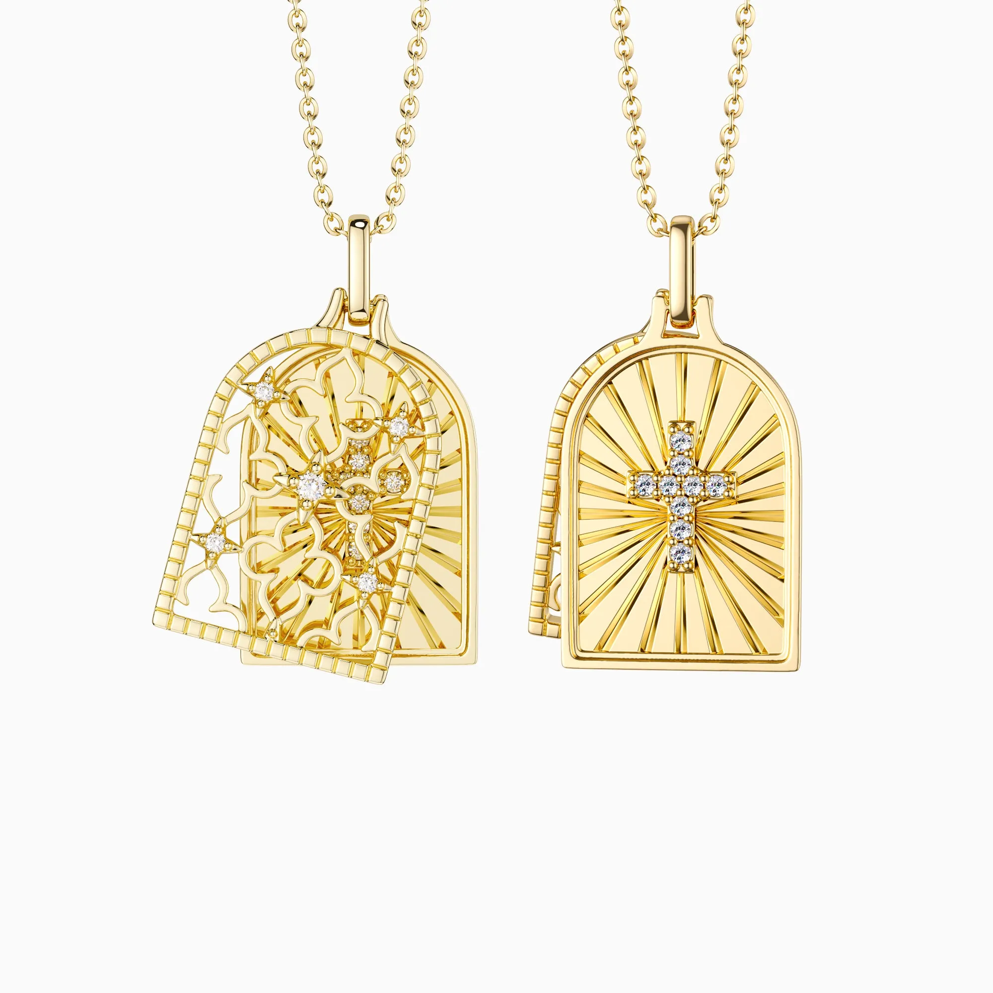 Gothic Rose Window Divine Cross Pendant Necklace sold by Vanimy Jewelry