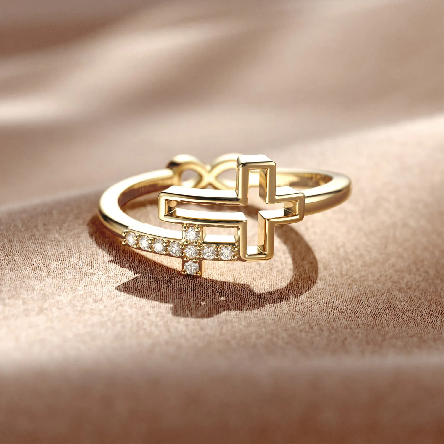Double Hollow Cross And Infinity Ring sold by Vanimy Jewelry product image thumbnail 2