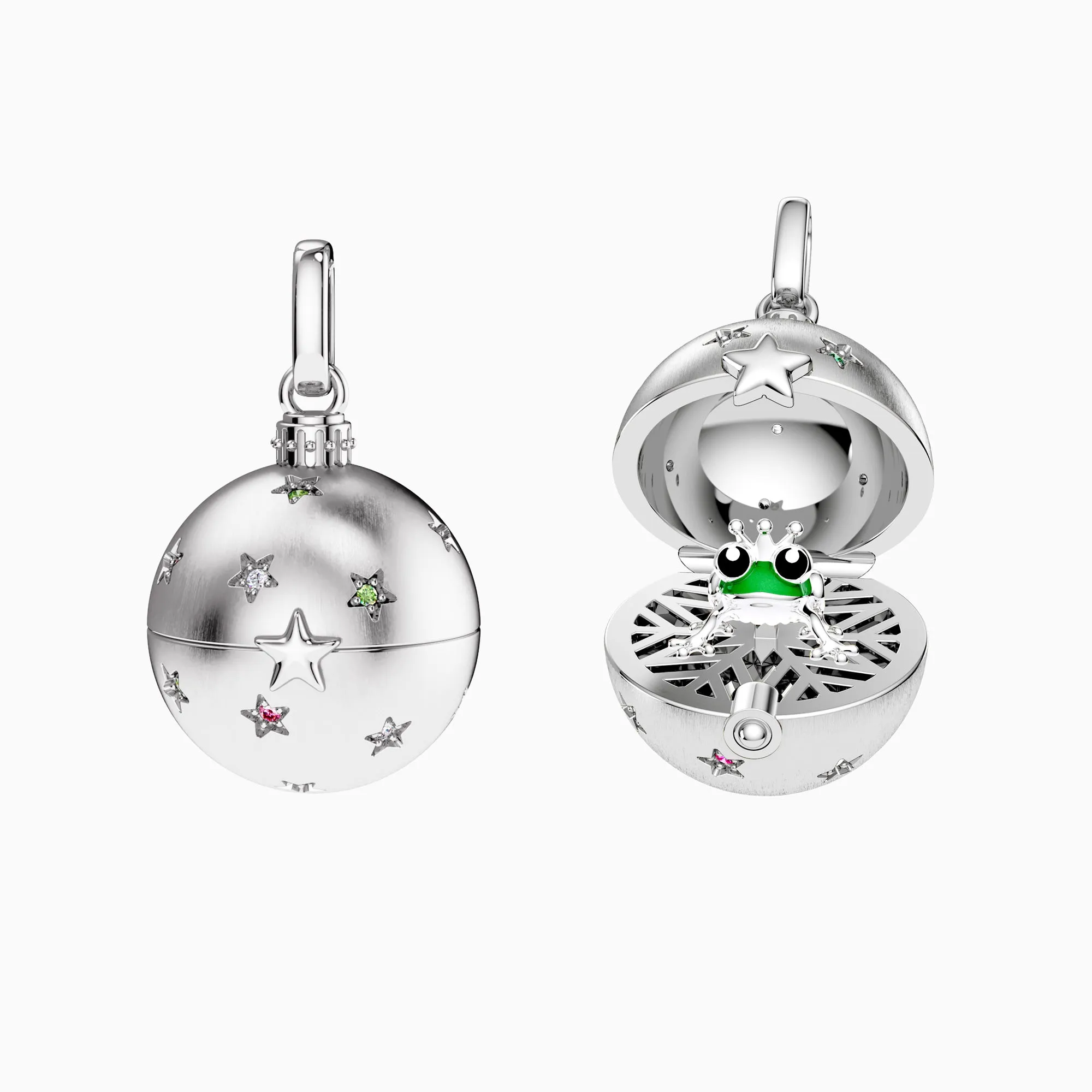 Frog Prince Surprise Celestial Pave Rainbow Color Star Amulet Christmas Ball Locket Pendant sold by Vanimy Jewelry product image thumbnail 5