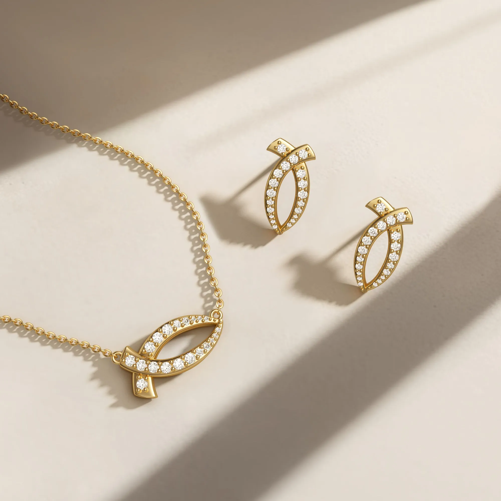 Curved Ichthys Stud Earrings sold by Vanimy Jewelry product image thumbnail 4