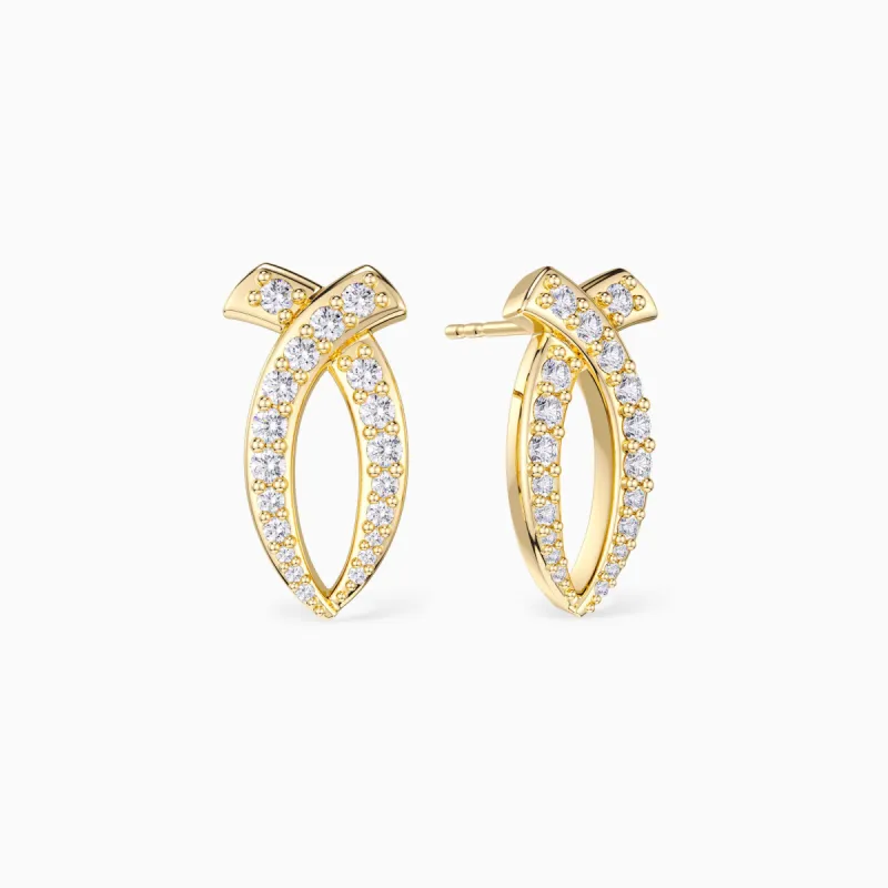 Curved Ichthys Stud Earrings sold by Vanimy Jewelry