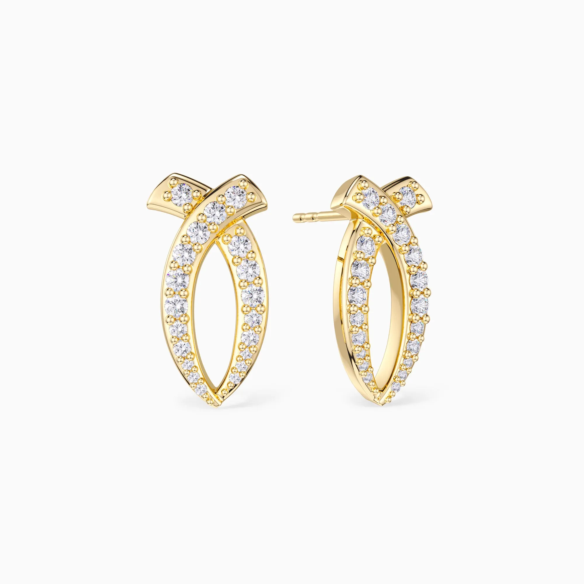 Curved Ichthys Stud Earrings sold by Vanimy Jewelry