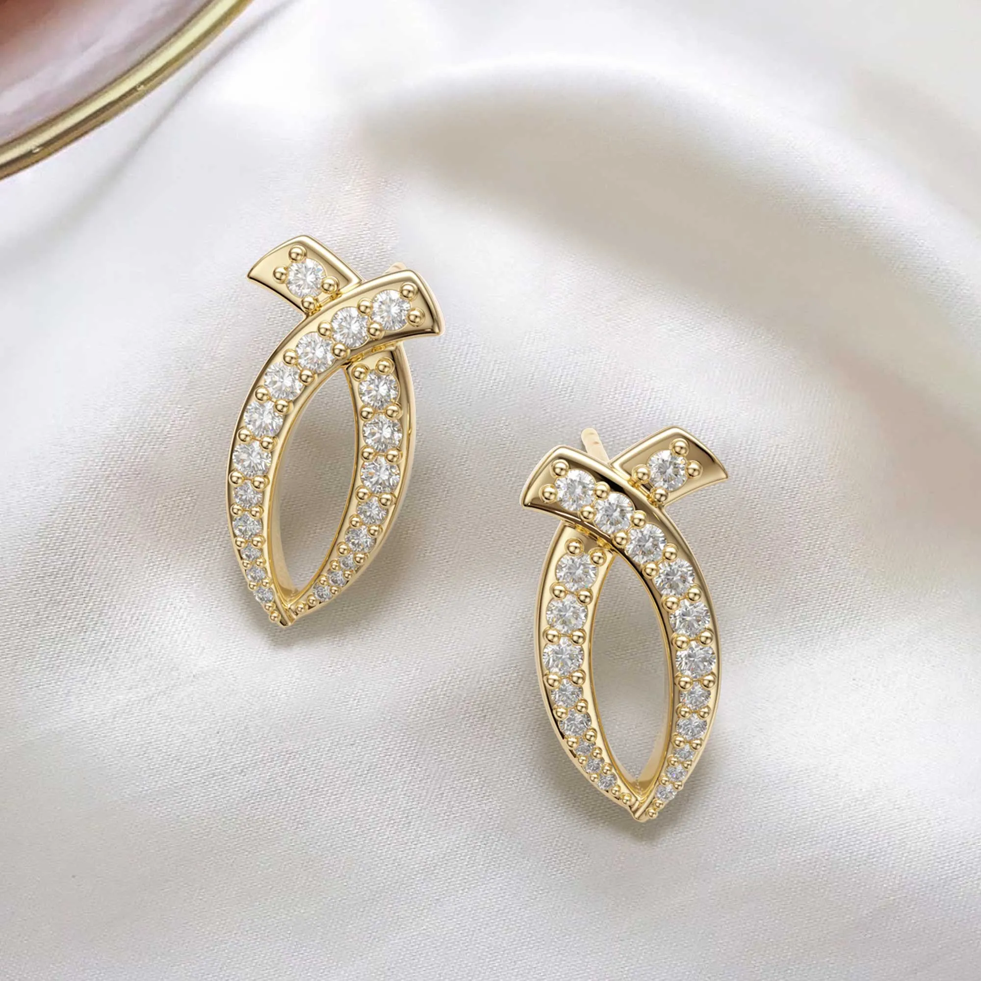 Curved Ichthys Stud Earrings sold by Vanimy Jewelry product image thumbnail 2