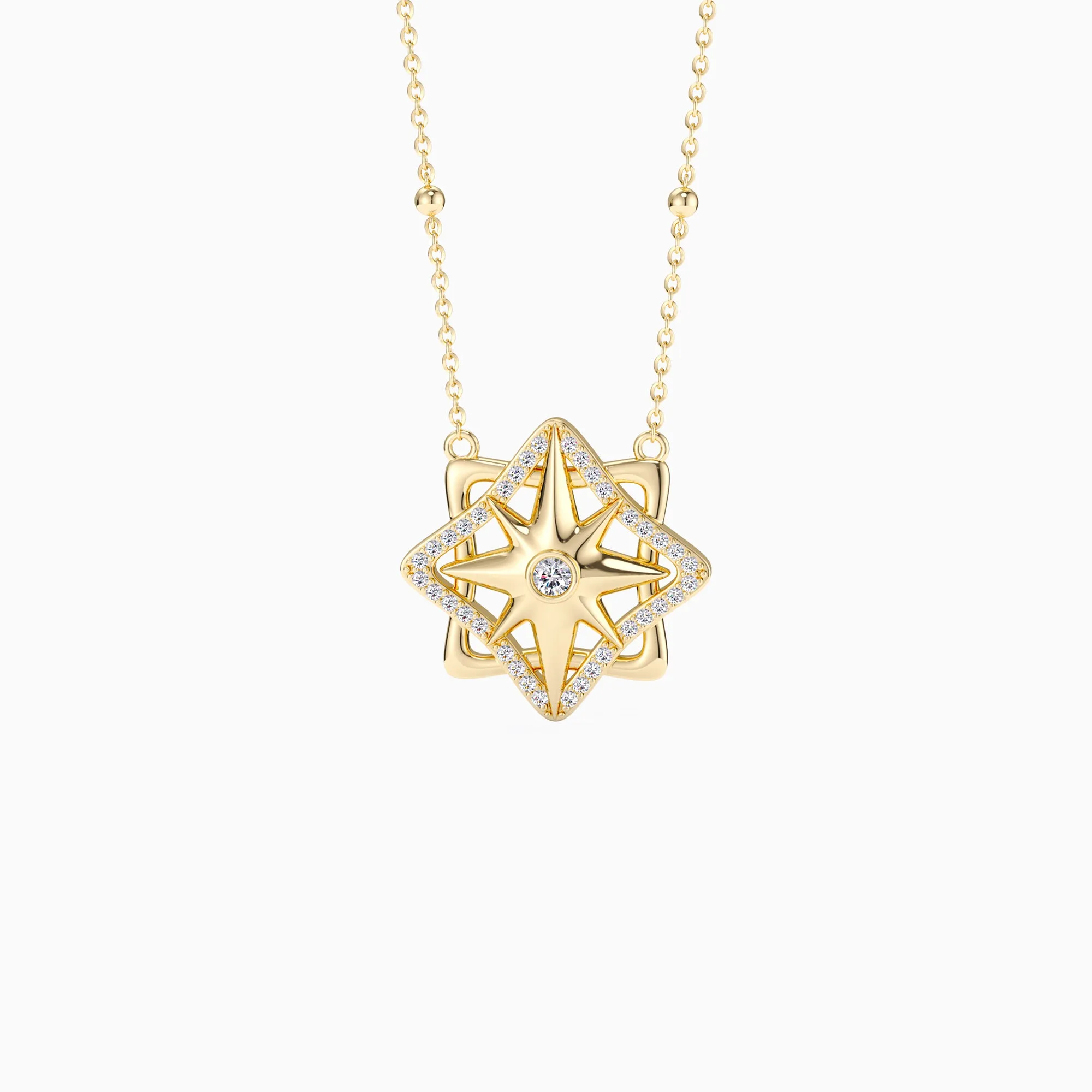 Pave North Star Amulet Necklace sold by Vanimy Jewelry