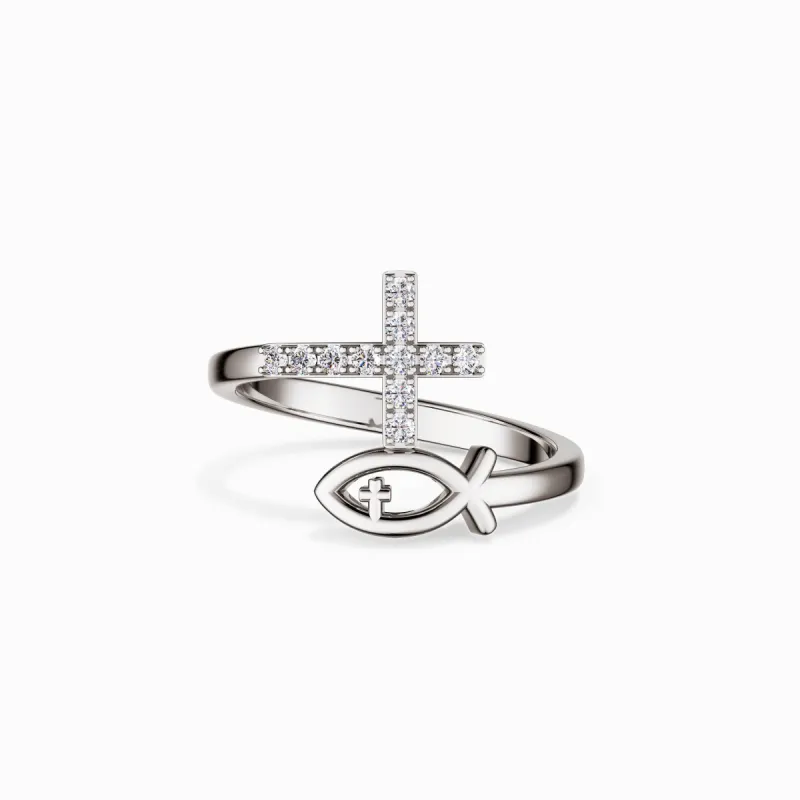 Pray Jesus Fish And Cross Ring sold by Vanimy Jewelry