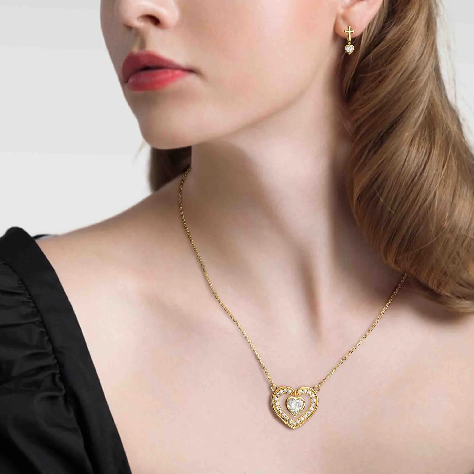 Double Heart Love Necklace sold by Vanimy Jewelry product image thumbnail 2