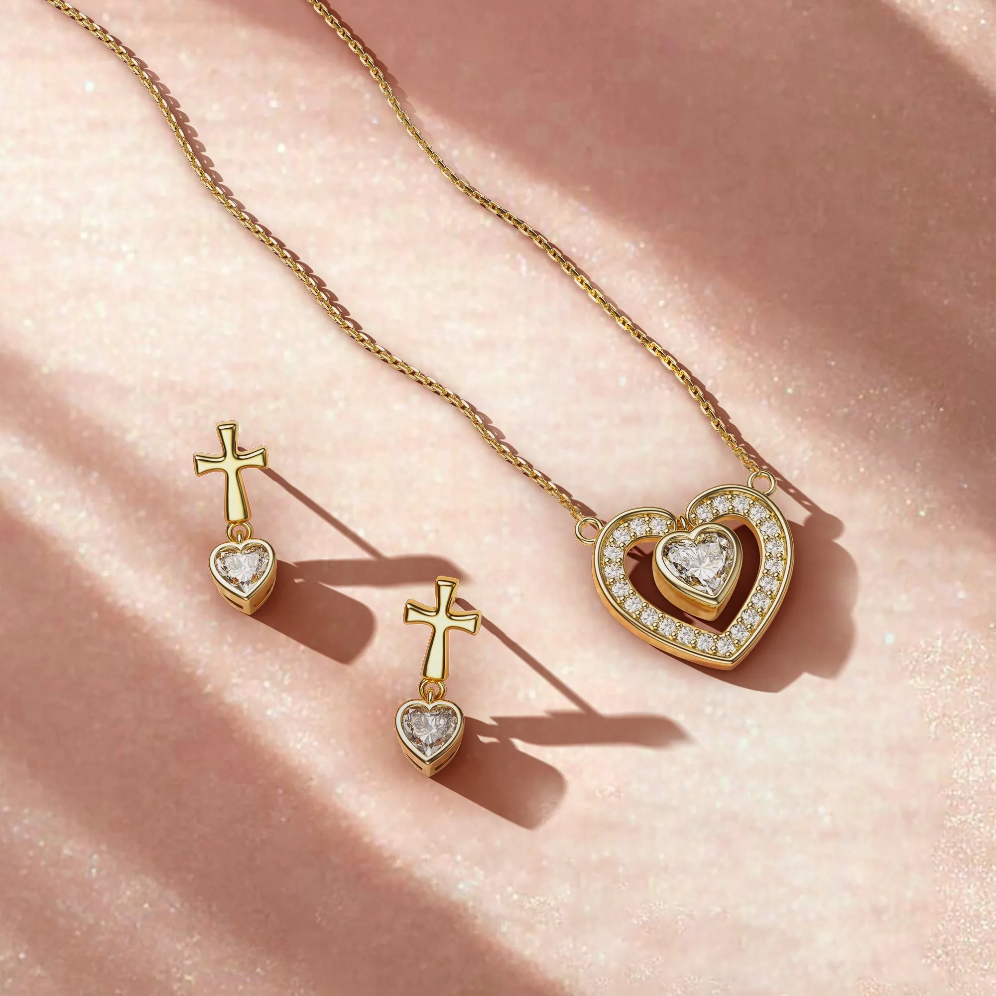 Double Heart Love Necklace sold by Vanimy Jewelry product image thumbnail 3