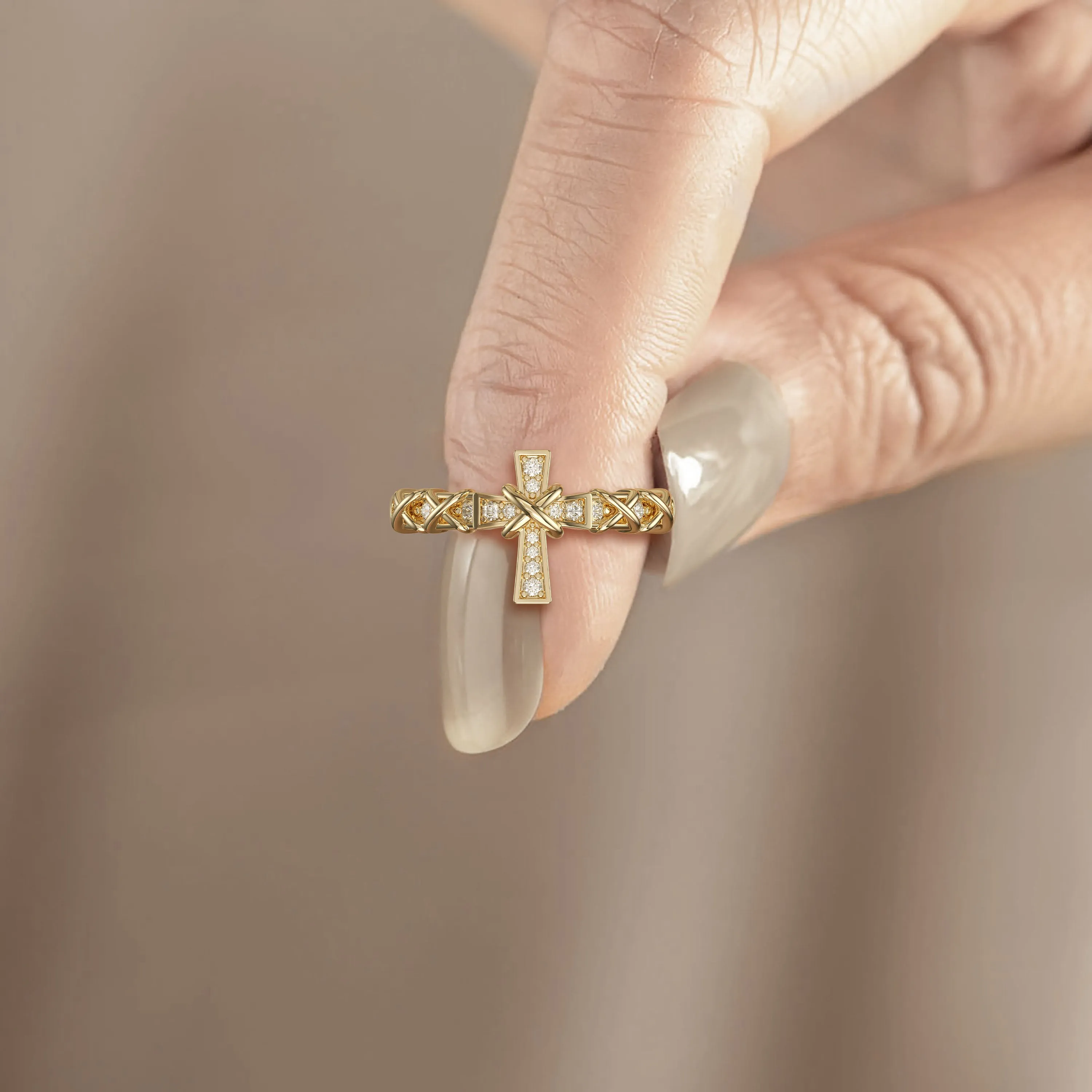 Pavé X Cross Ring sold by Vanimy Jewelry product image thumbnail 2