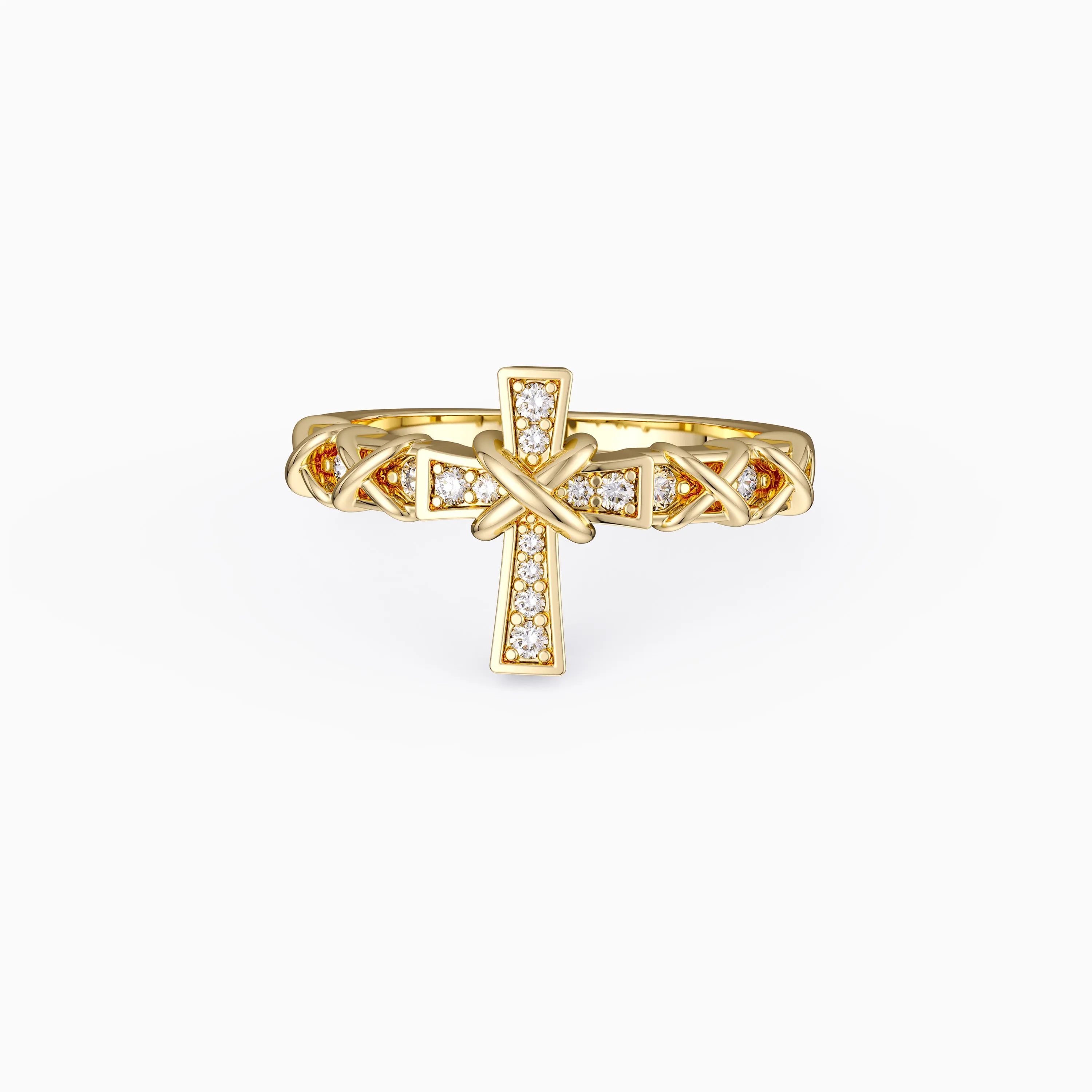 Pavé X Cross Ring sold by Vanimy Jewelry