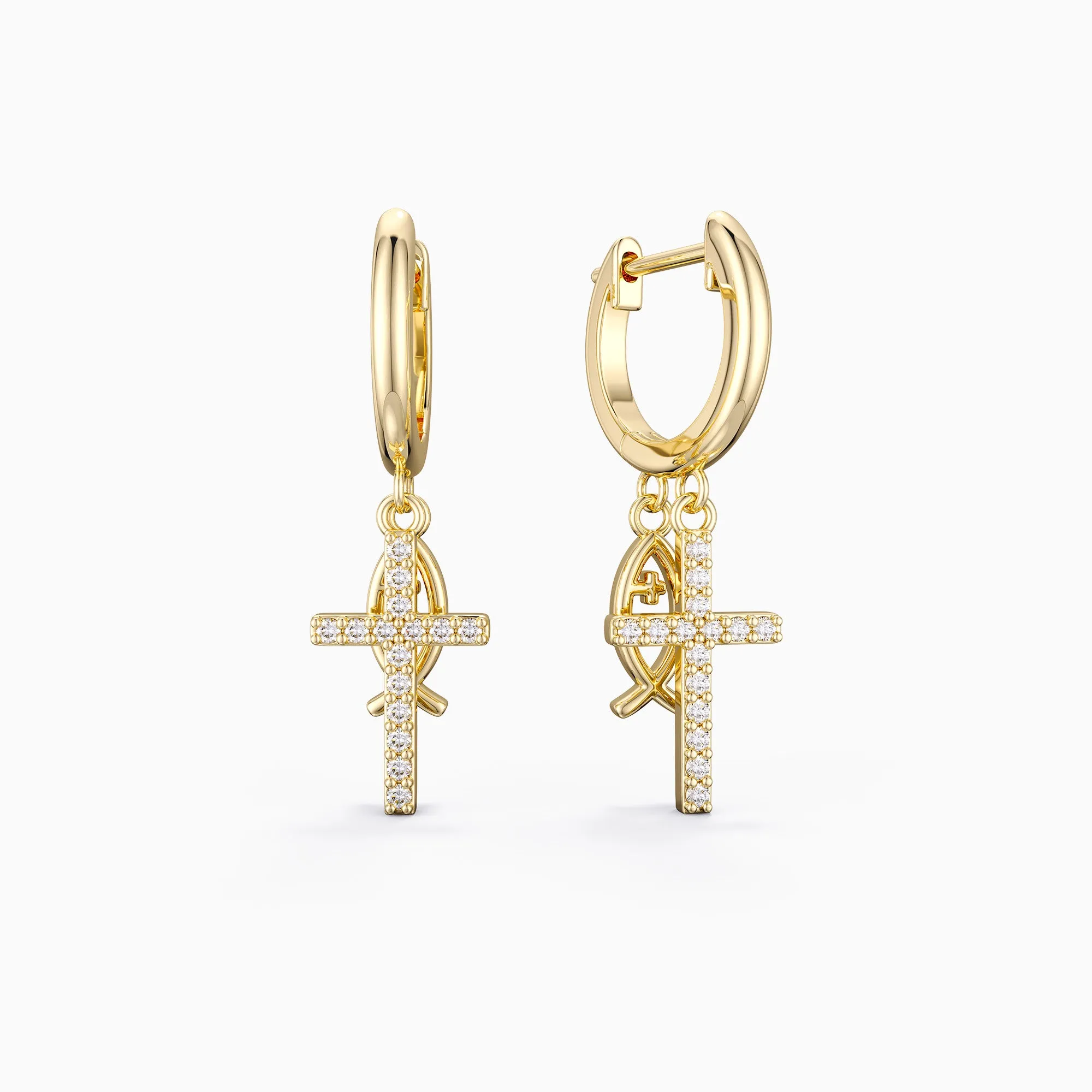 Sterling Silver Ichthys Cross Earrings sold by Vanimy Jewelry