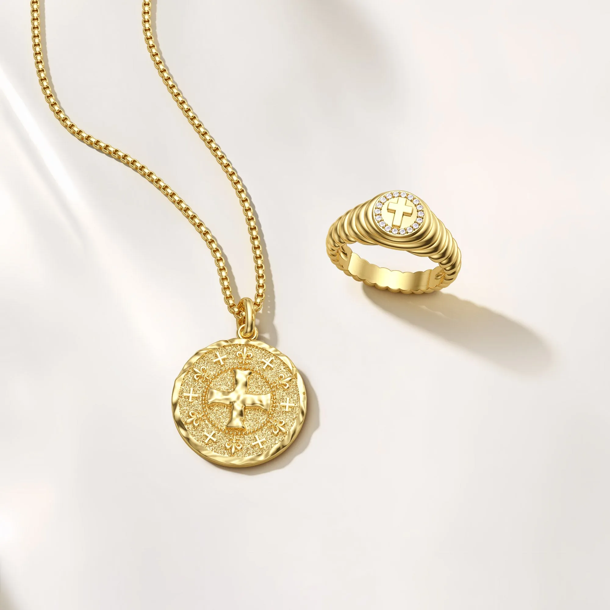 Cross Wavy Pinky Signet Ring sold by Vanimy Jewelry product image thumbnail 5