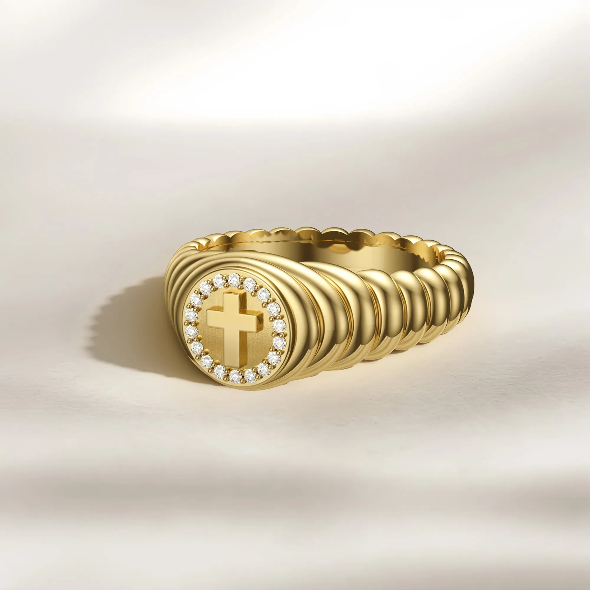 Cross Wavy Pinky Signet Ring sold by Vanimy Jewelry product image thumbnail 2