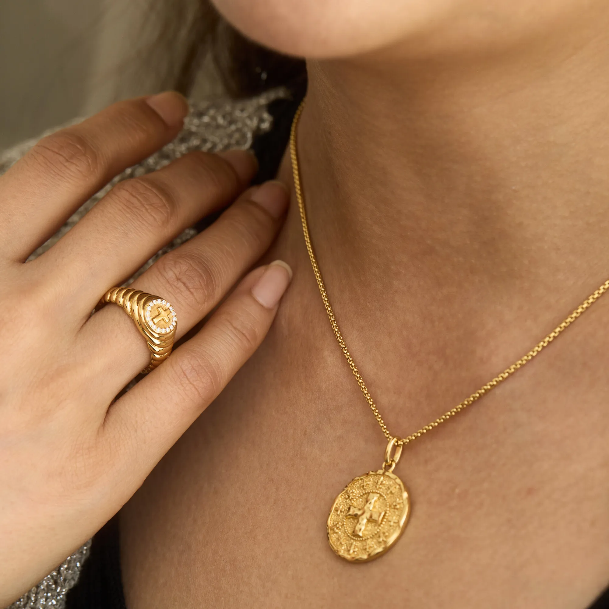 Cross Wavy Pinky Signet Ring sold by Vanimy Jewelry product image thumbnail 3