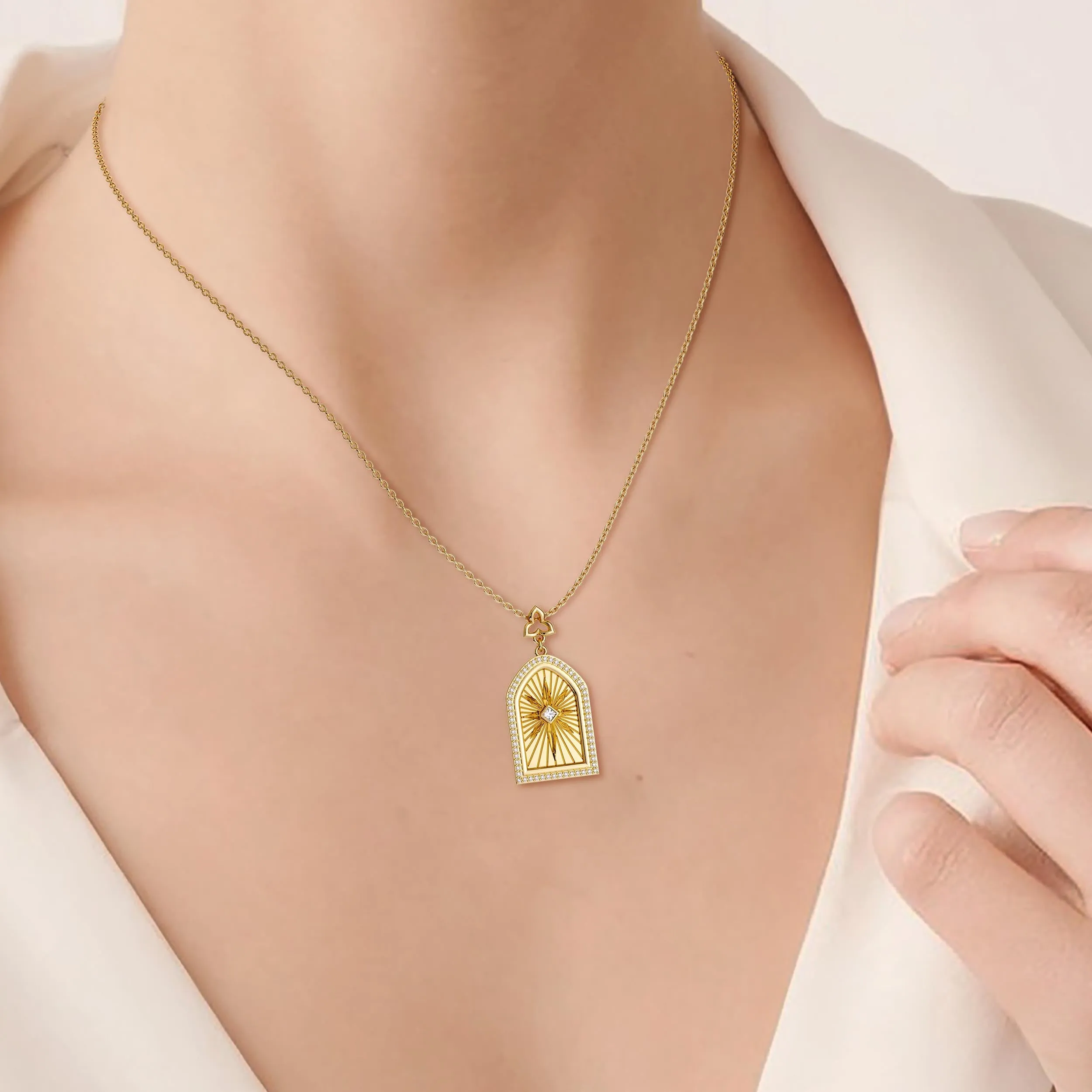 You Are Loved Cross Medallion Pendant Engraved Necklace sold by Vanimy Jewelry product image thumbnail 4