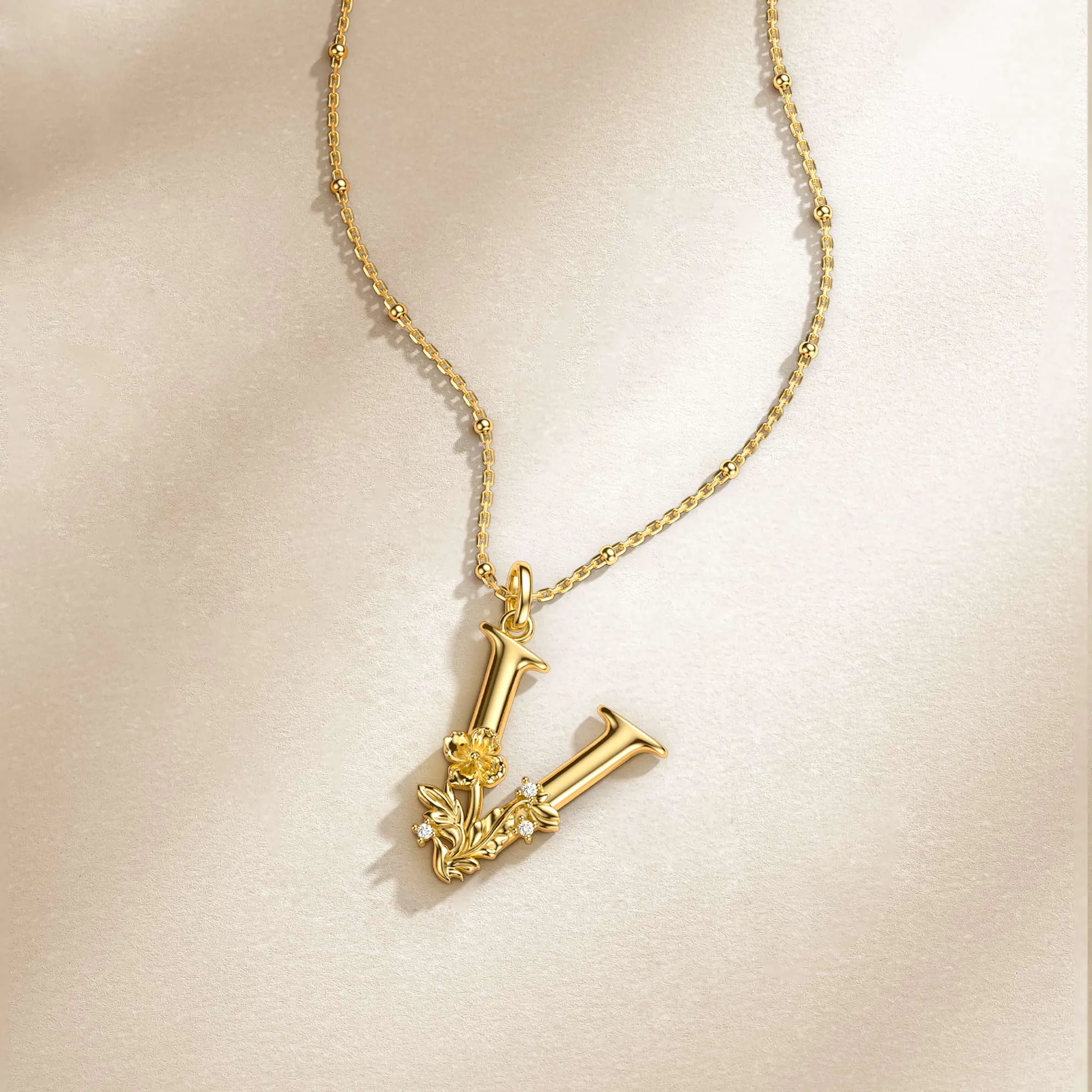 Violet Blossom Letter V Pendant sold by Vanimy Jewelry product image thumbnail 4