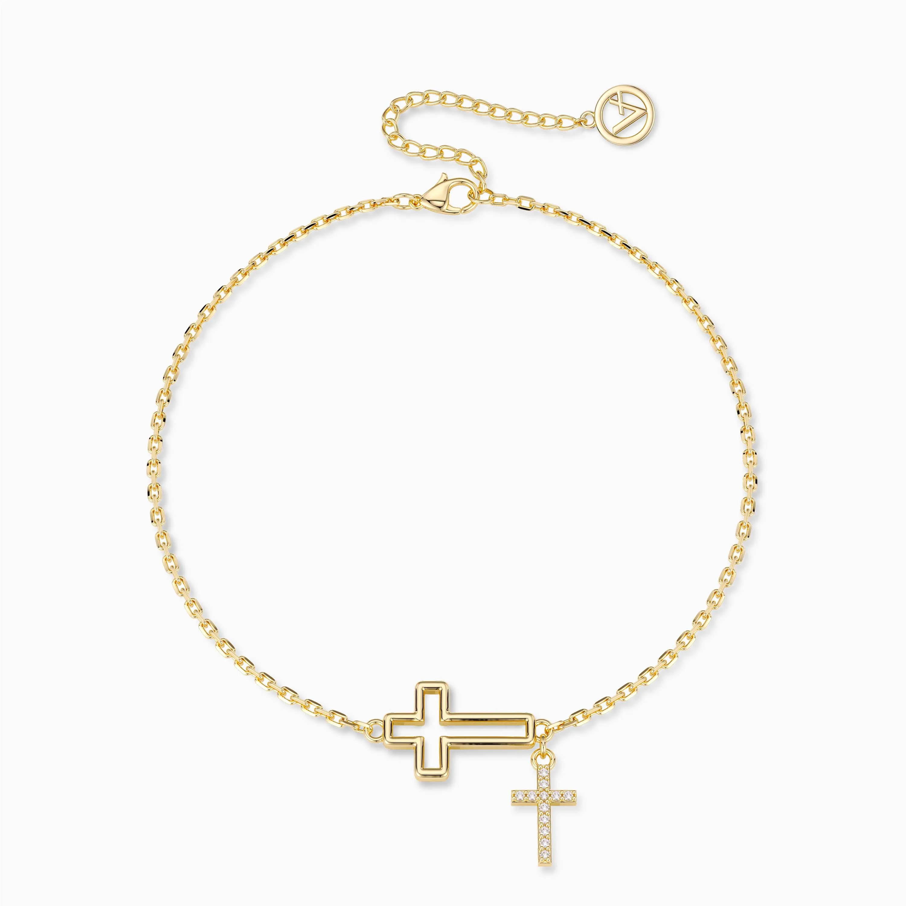 Cutout Double Cross Bracelet sold by Vanimy Jewelry