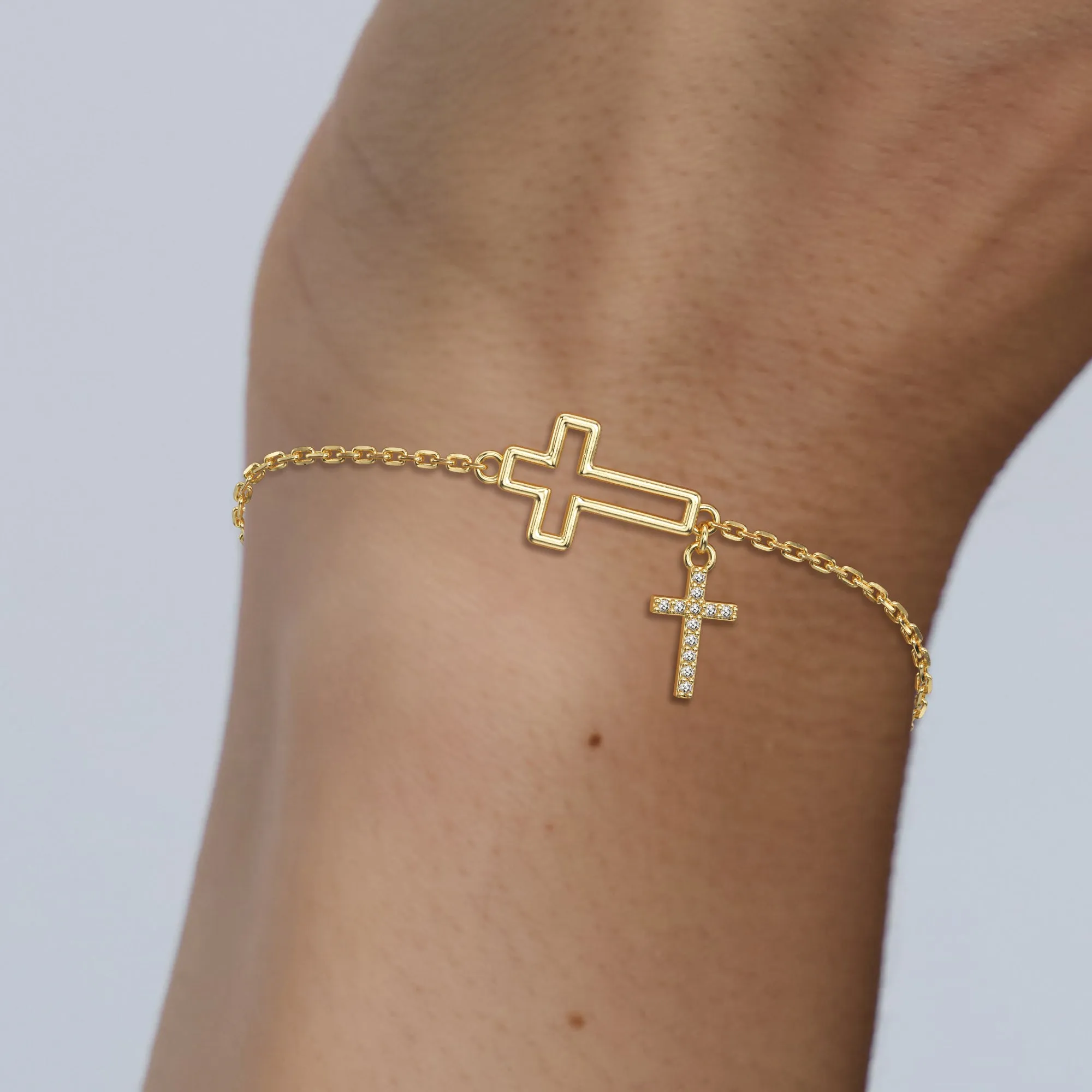 Cutout Double Cross Bracelet sold by Vanimy Jewelry product image thumbnail 3