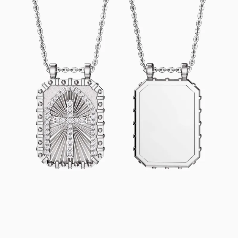 Personalized Cross Medallion Pendant Engraved Necklace sold by Vanimy Jewelry
