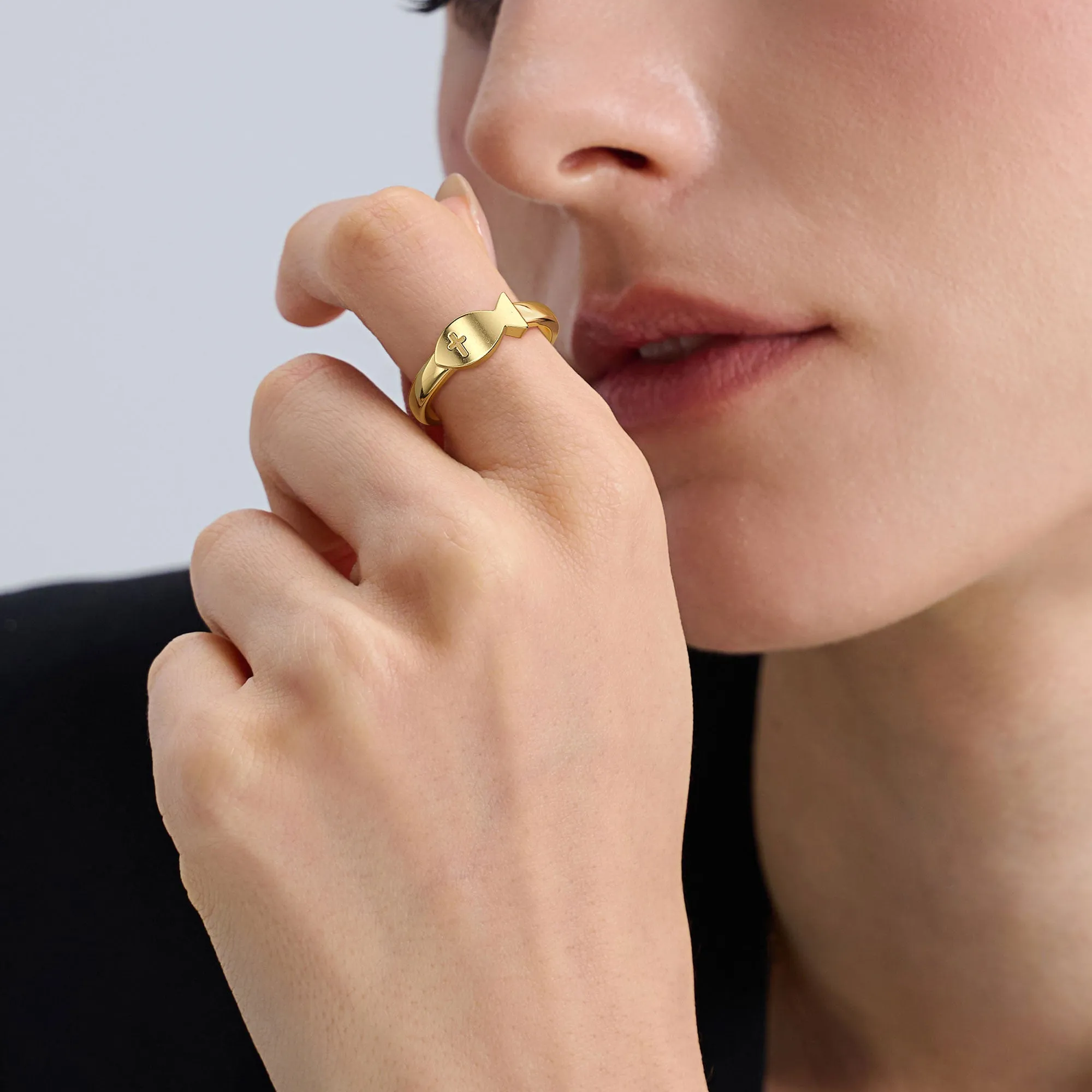 Ichthys Amen Stamp Ring sold by Vanimy Jewelry product image thumbnail 4