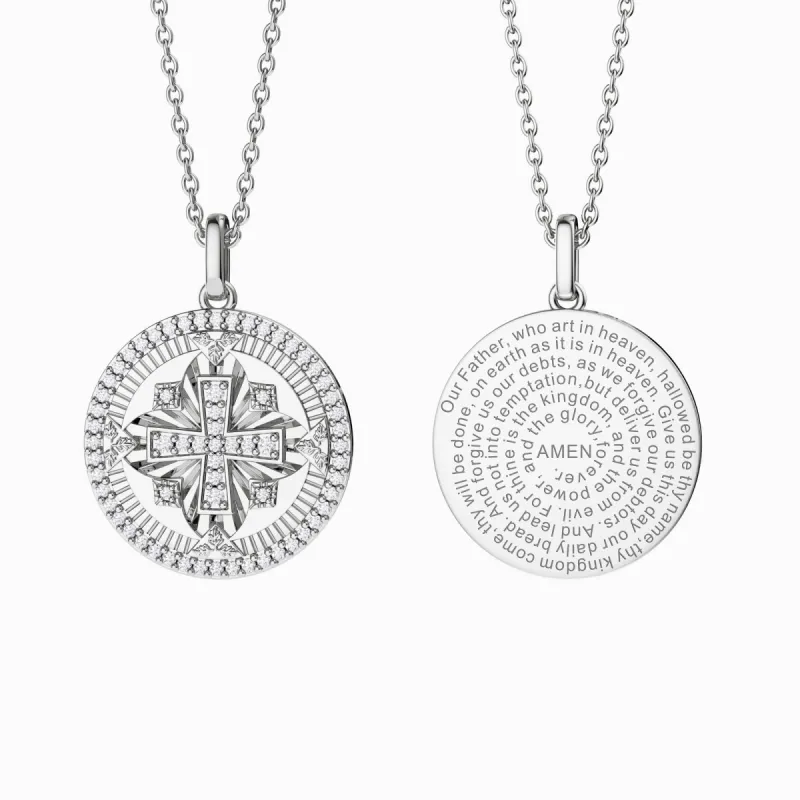 Divine Radiance Cross Protection Prayer Medallion Pendant Necklace sold by Vanimy Jewelry