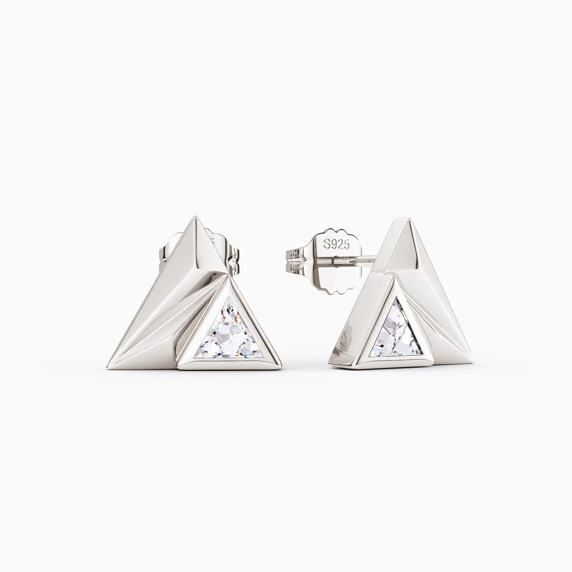 Triangle Pyramid Trillion Cut Stud Earrings sold by Vanimy Jewelry product image thumbnail 5