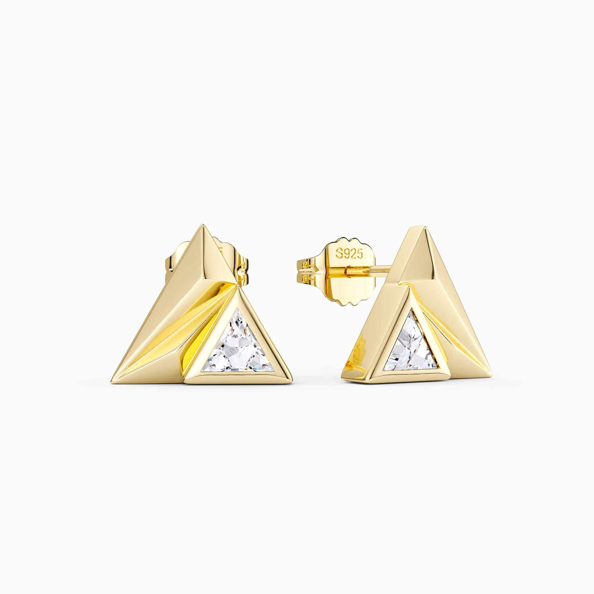 Triangle Pyramid Trillion Cut Stud Earrings sold by Vanimy Jewelry