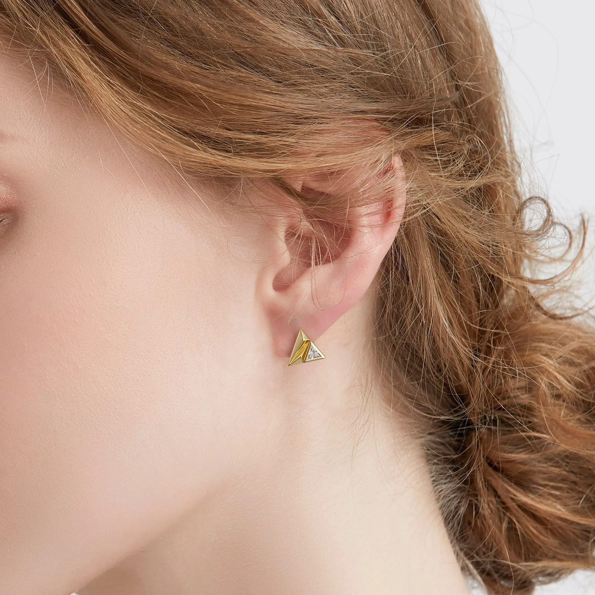 Triangle Pyramid Trillion Cut Stud Earrings sold by Vanimy Jewelry product image thumbnail 2