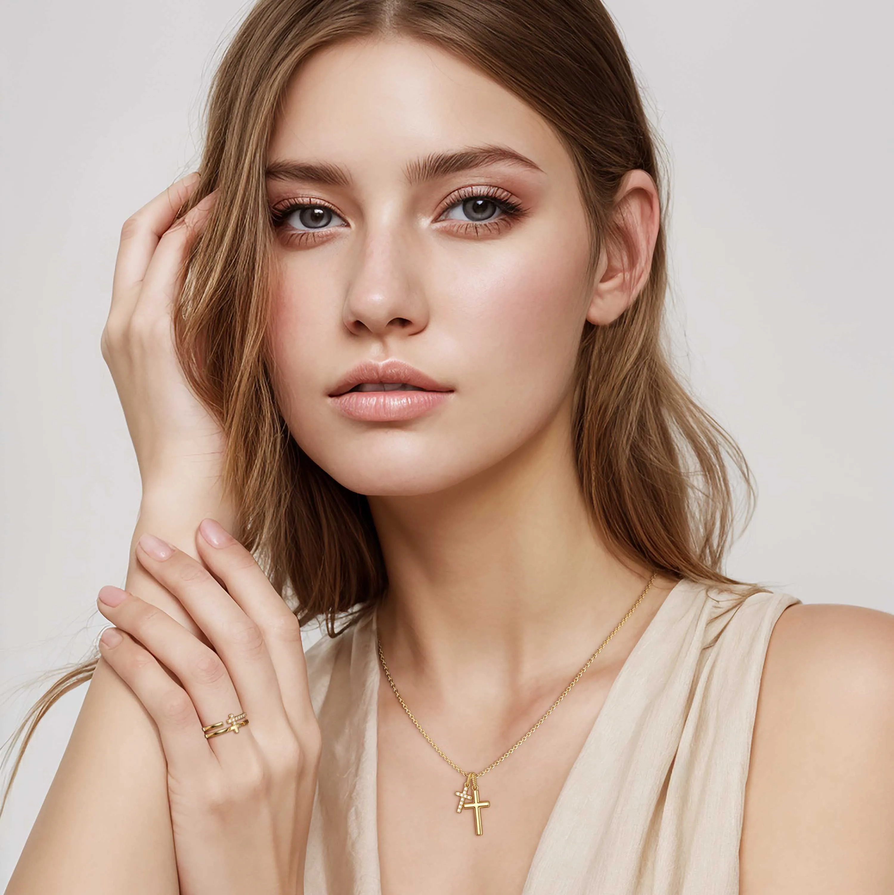 Dual Cross Harmony Necklace sold by Vanimy Jewelry product image thumbnail 3