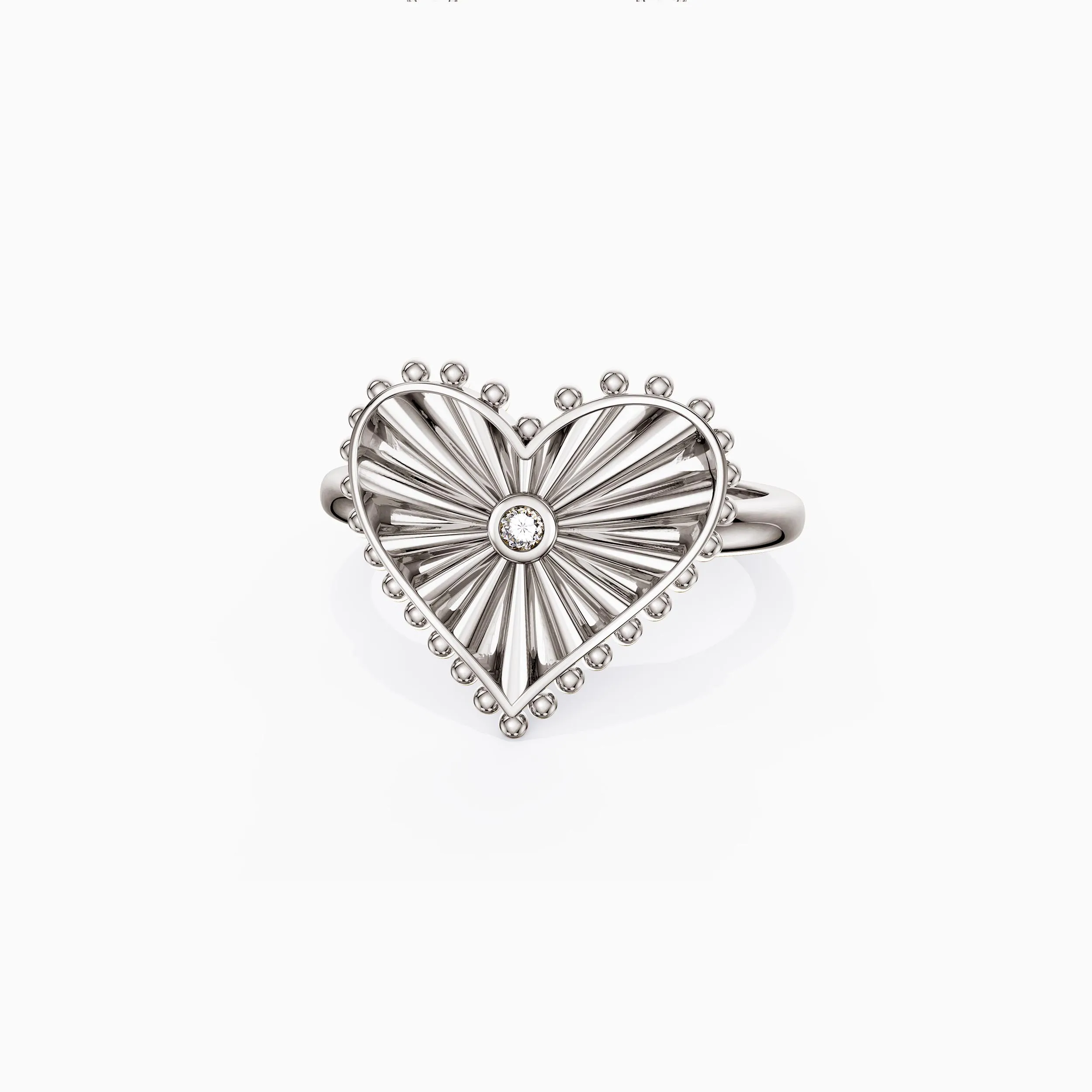 Beaded Heart with Radiating Sunbeam Statement Ring sold by Vanimy Jewelry product image thumbnail 5