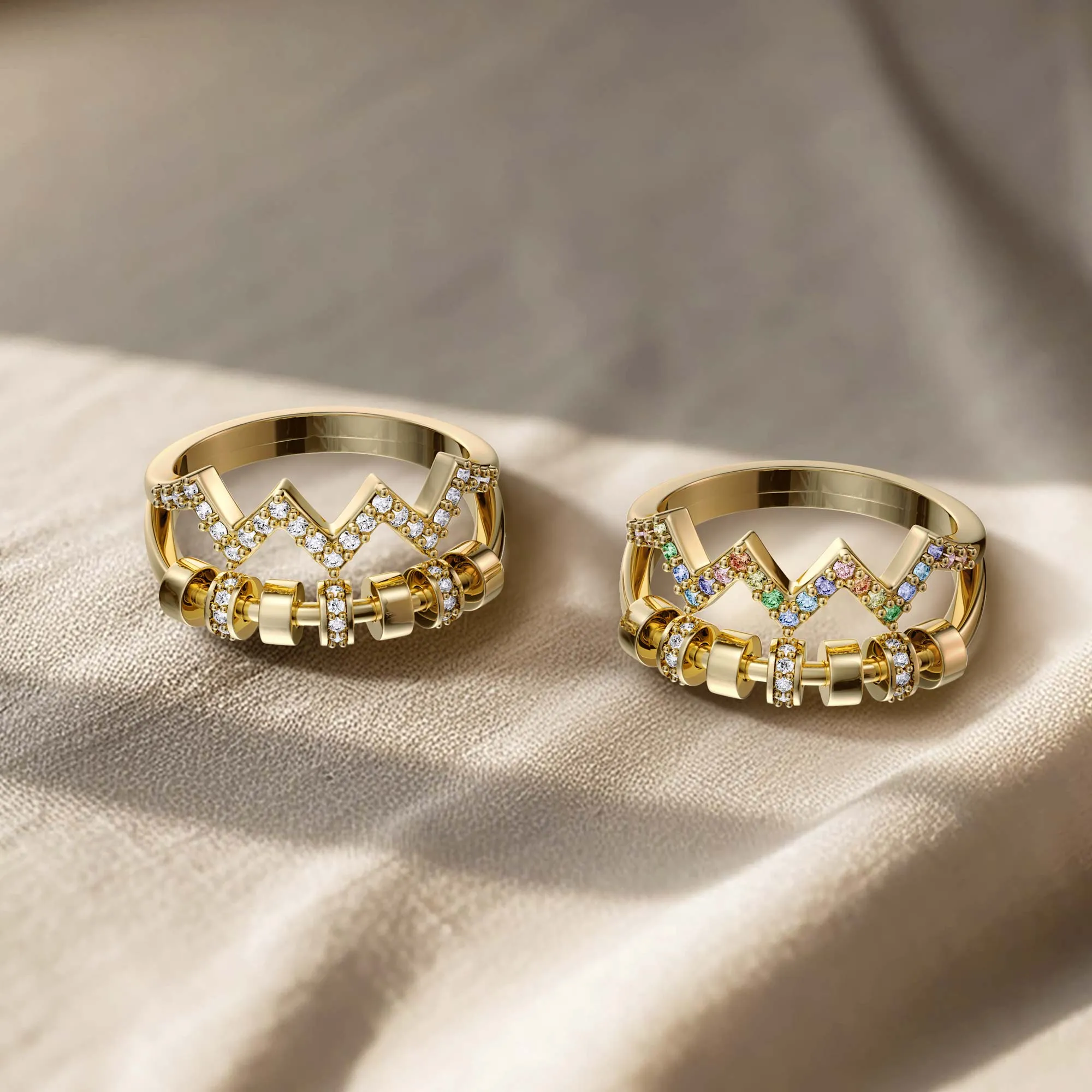 Highs and Lows Serenity Rainbow Spinner Fidget Ring sold by Vanimy Jewelry product image thumbnail 2