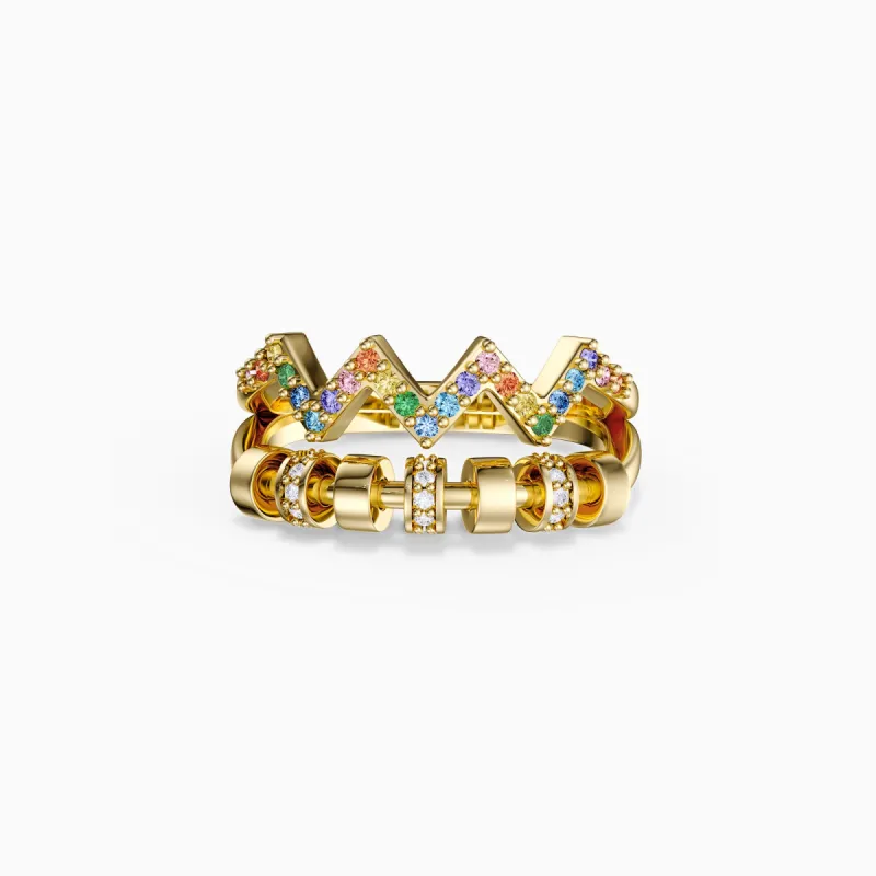 Highs and Lows Serenity Rainbow Spinner Fidget Ring sold by Vanimy Jewelry