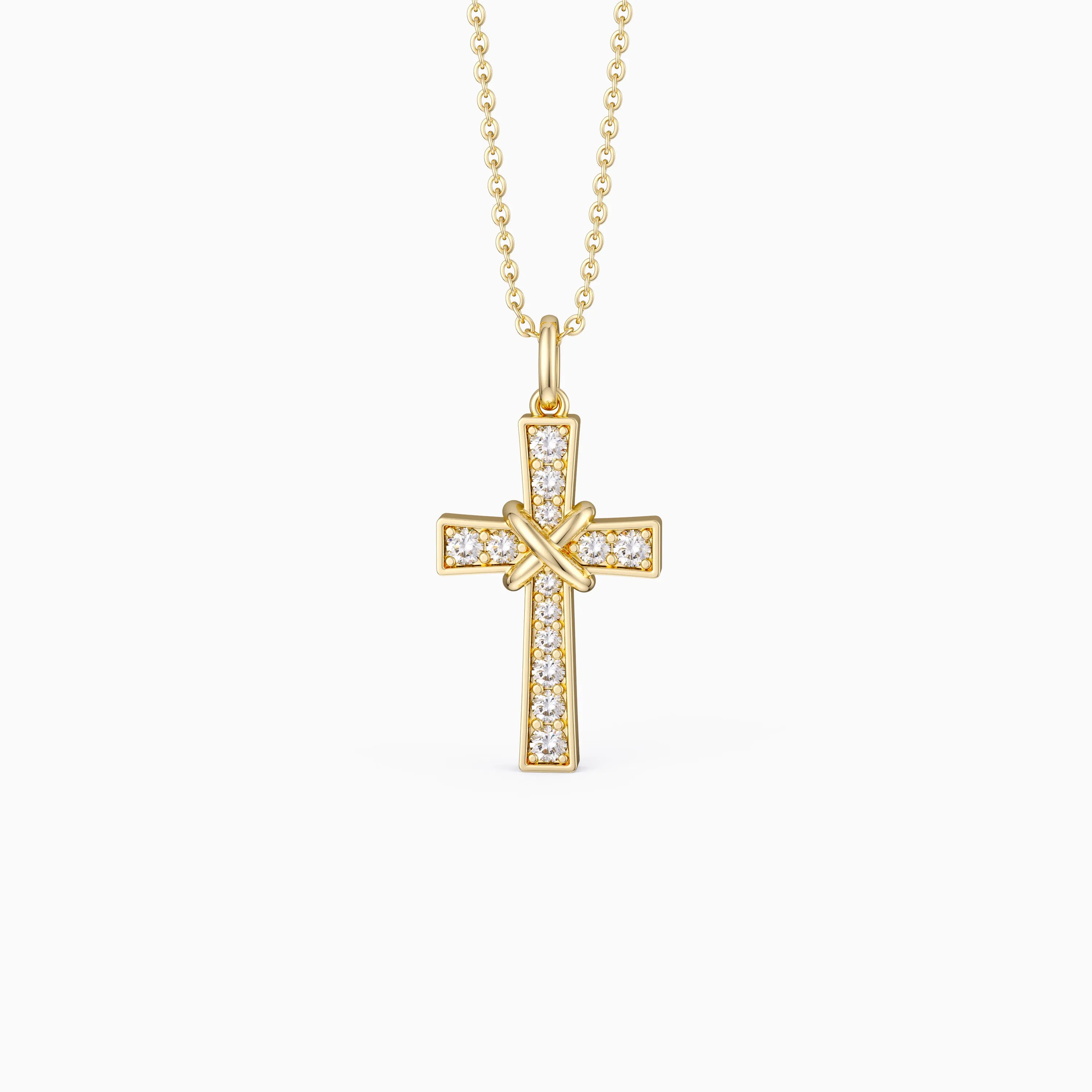 Pavé X Cross Necklace sold by Vanimy Jewelry