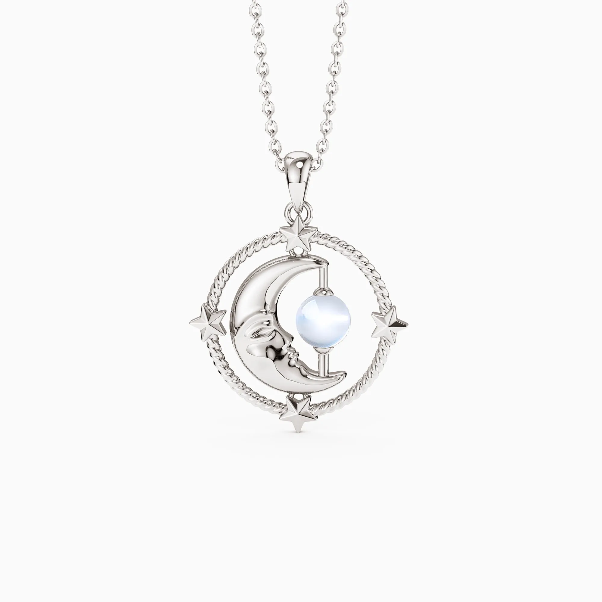 'Love You To The Moon and Back' Kissing Moon & Star Chalcedony Necklace sold by Vanimy Jewelry product image thumbnail 5