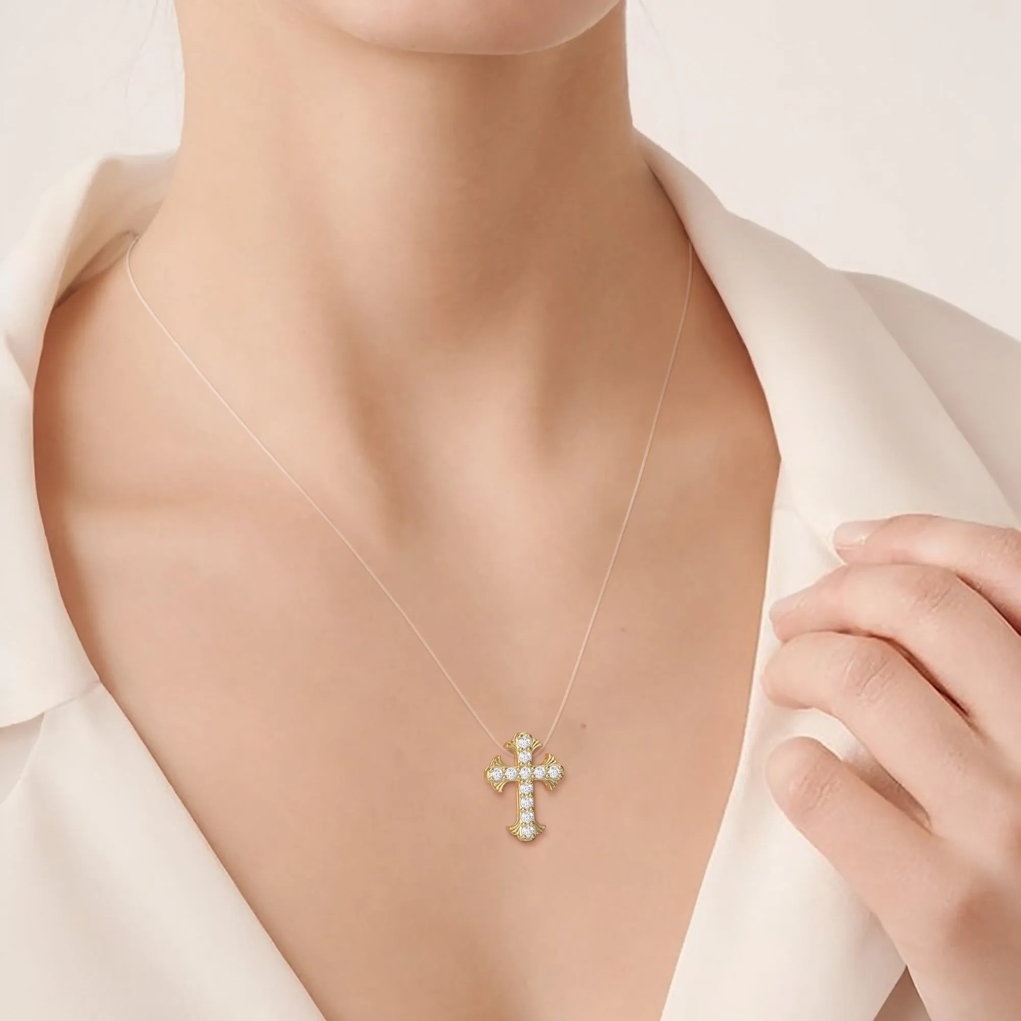 Faith Floating Cross Pendant Necklace sold by Vanimy Jewelry product image thumbnail 3