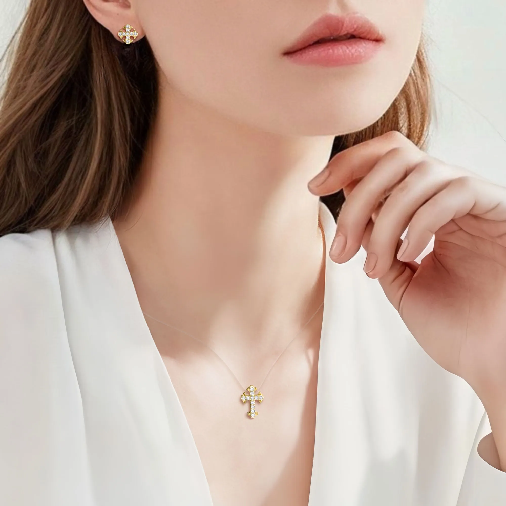 Faith Floating Cross Pendant Necklace sold by Vanimy Jewelry product image thumbnail 4