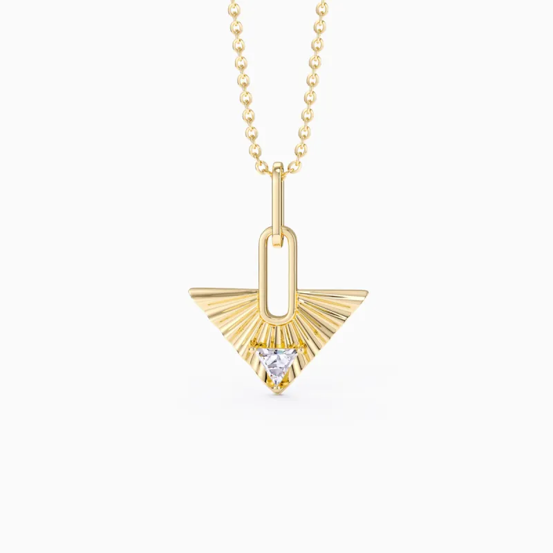 Radiating Triangle Wave Trillion Cut Pendant Necklace sold by Vanimy Jewelry