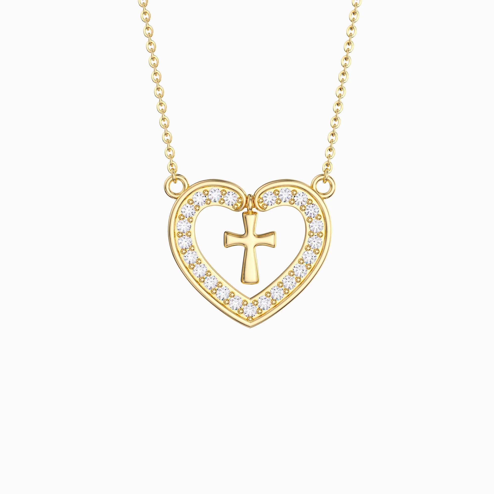 Divine Love Dangling Cross Heart Necklace sold by Vanimy Jewelry