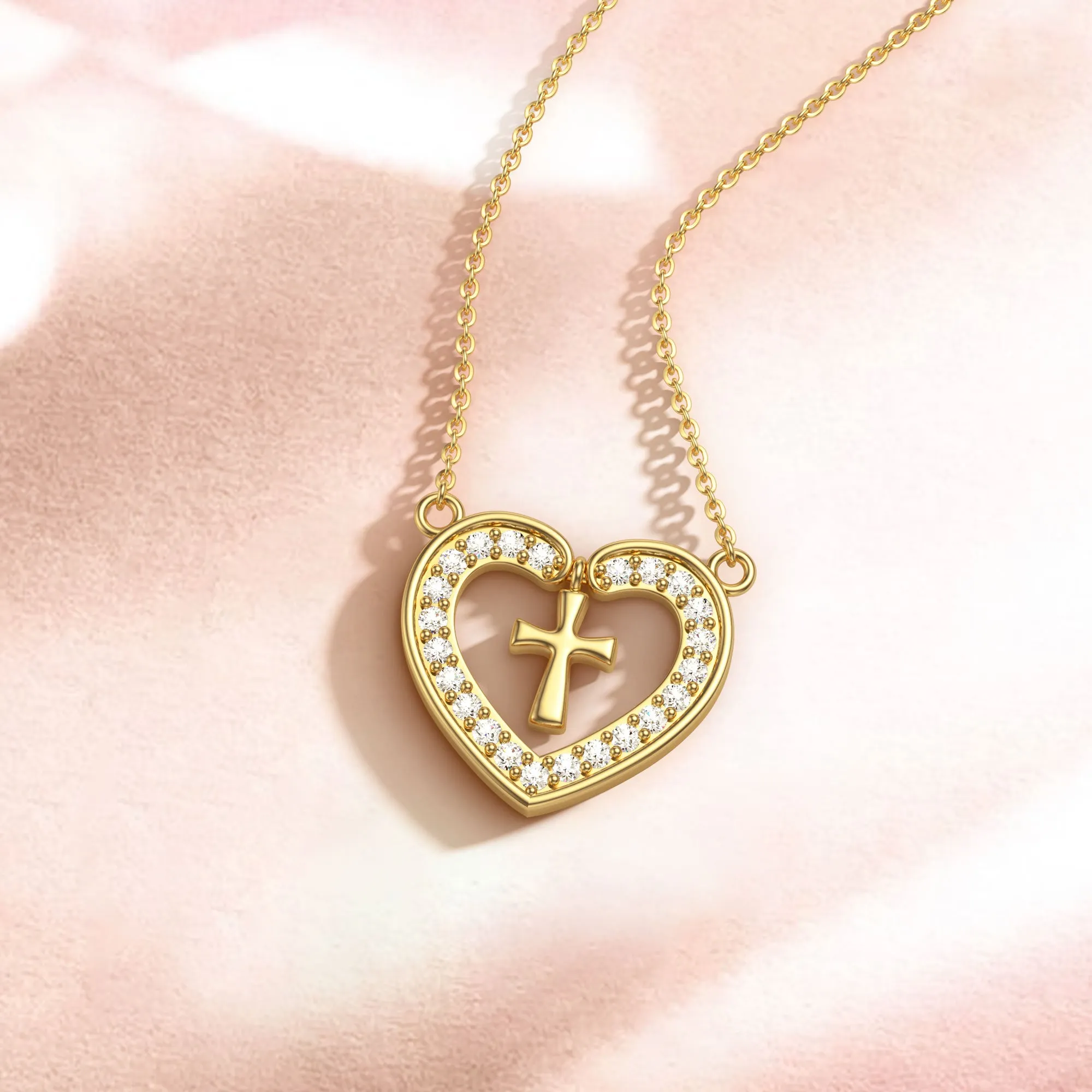 Divine Love Dangling Cross Heart Necklace sold by Vanimy Jewelry product image thumbnail 2
