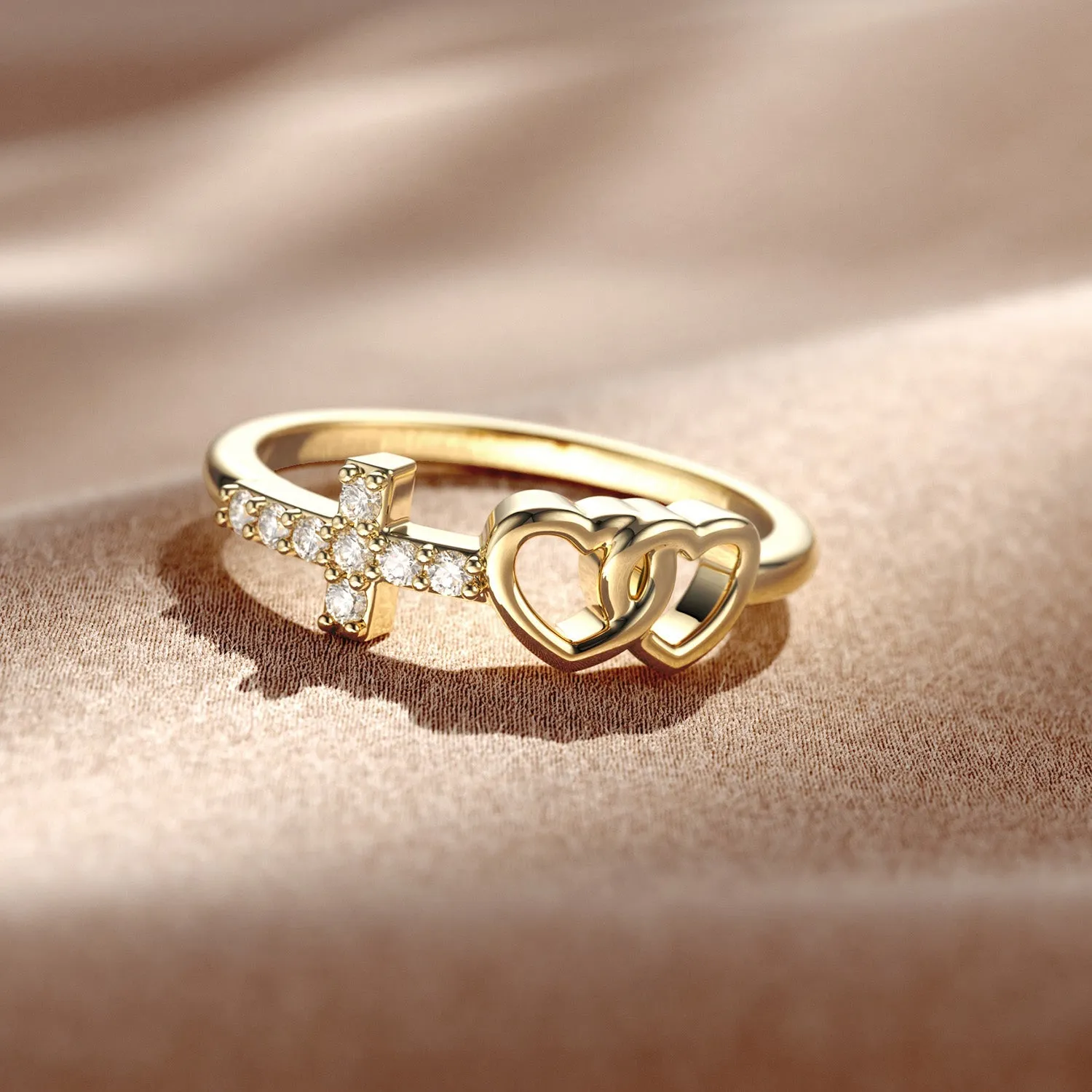 Double Heart And Cross Ring sold by Vanimy Jewelry product image thumbnail 4