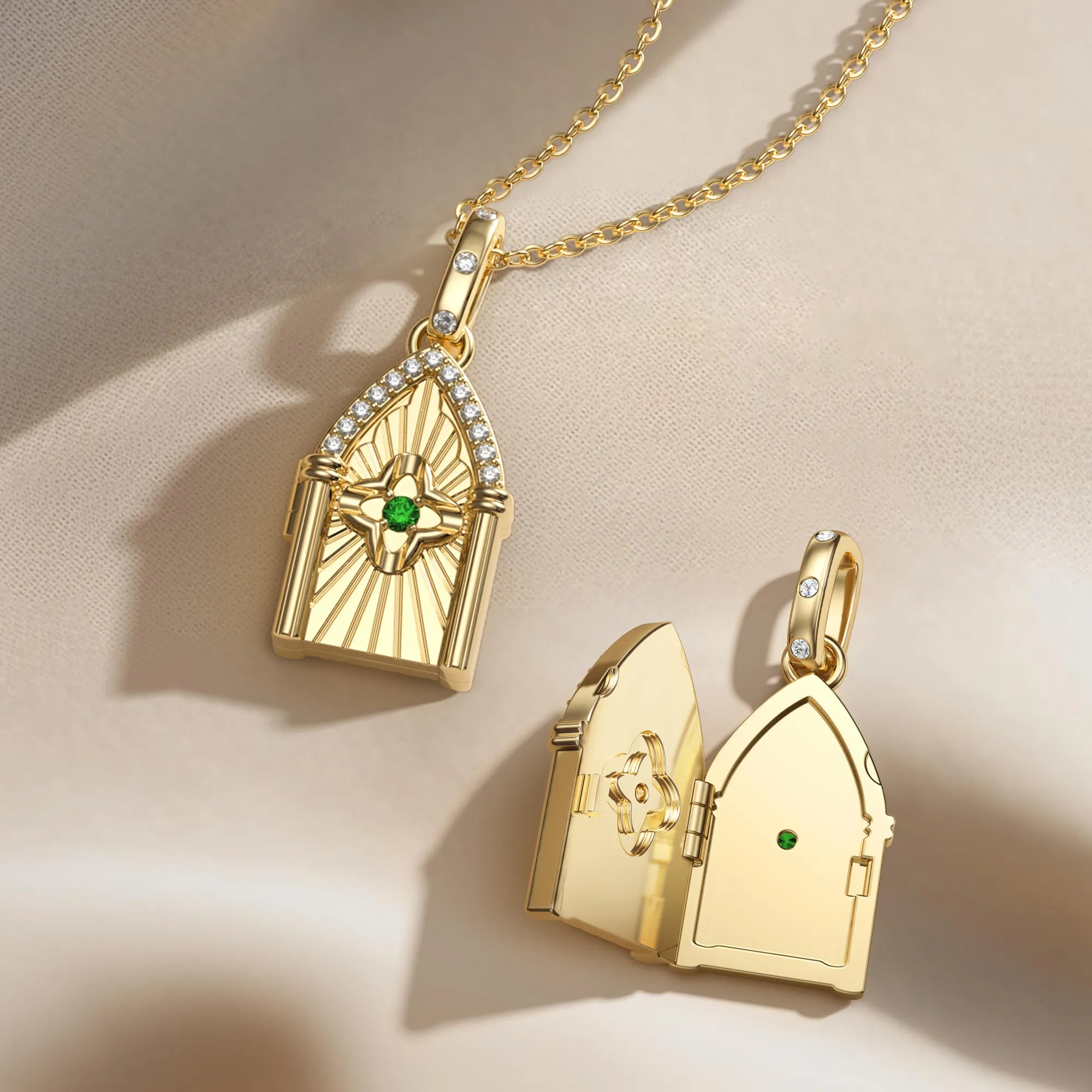 Open the Door to Church Four Leaf Clover Pendant sold by Vanimy Jewelry product image thumbnail 5